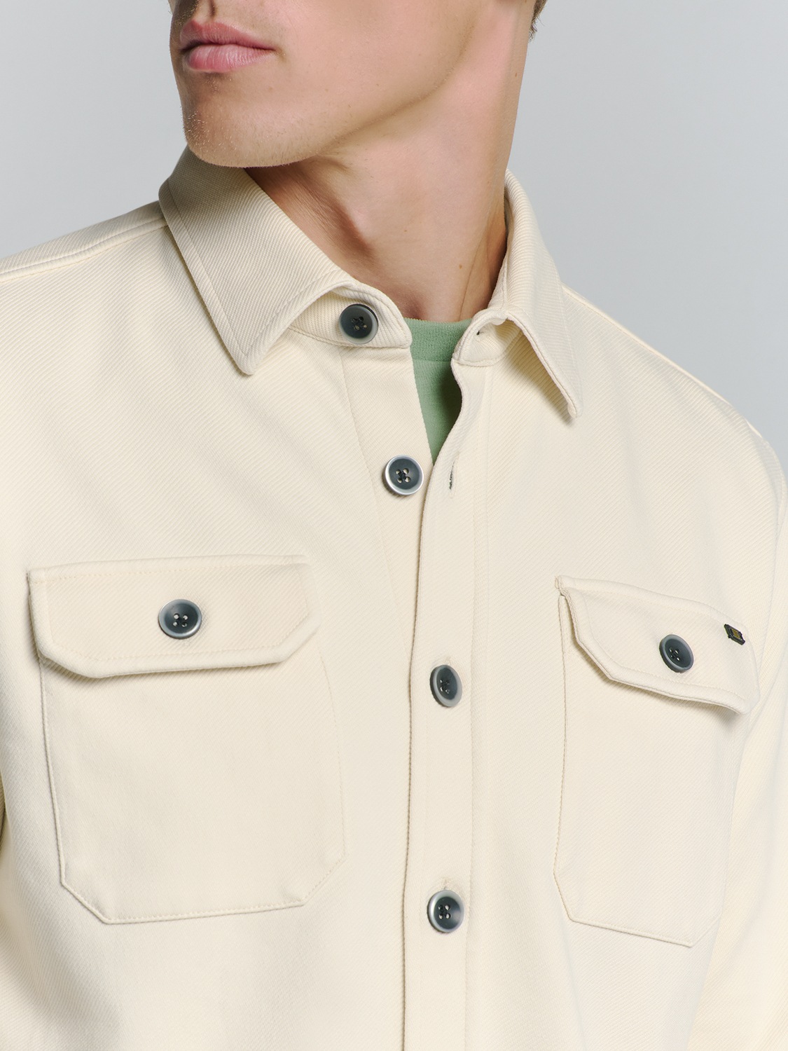 NO EXCESS Langarmhemd »No Excess Sweat Overshirt mit Knopfverschluss«