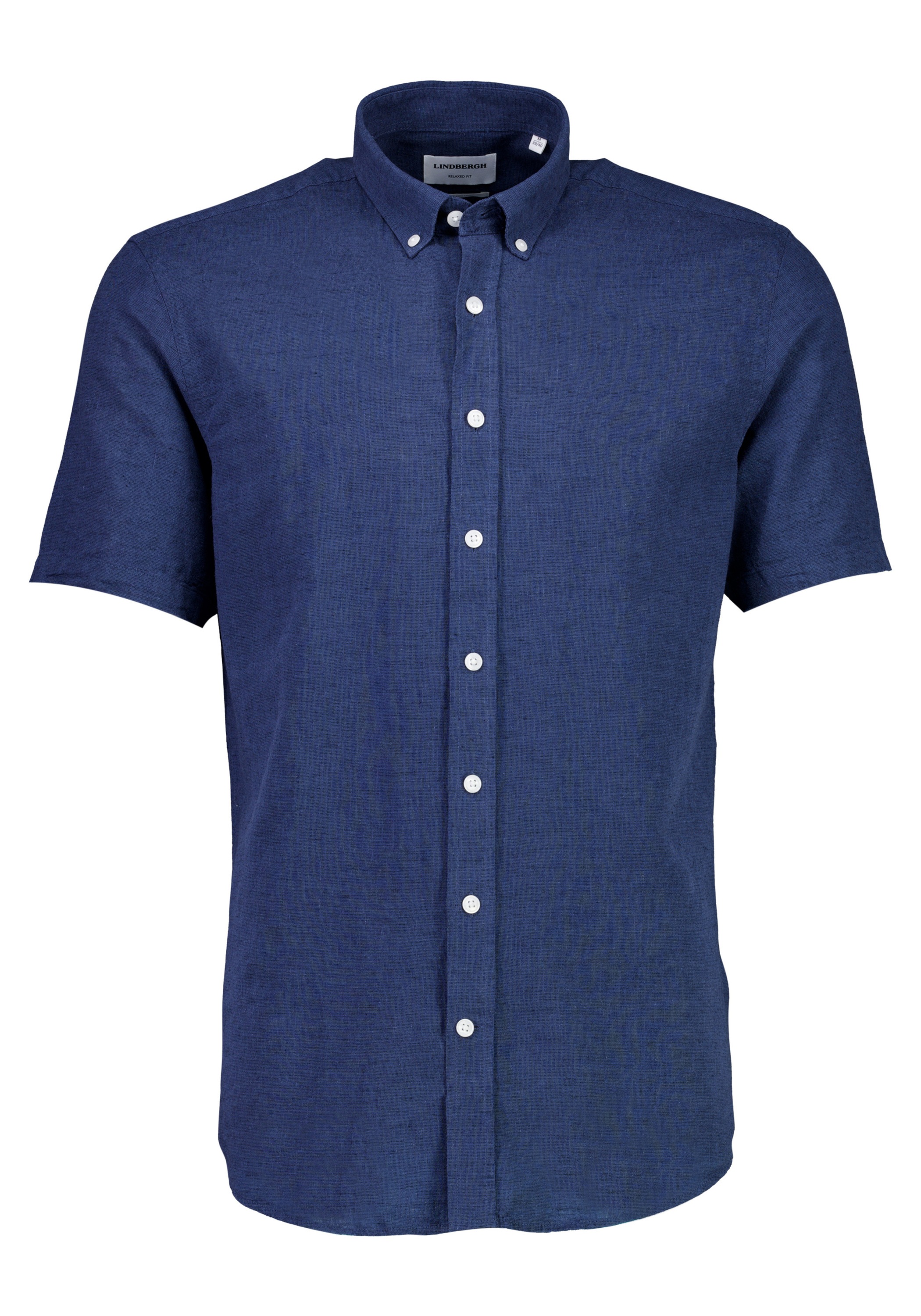Leinenhemd LINDBERGH "Leinenhemd Relaxed Fit", Herren, Gr. L, Normalgrößen, blau (navy), Obermaterial: 55% Leinen, 45% Baumwolle, Hemden