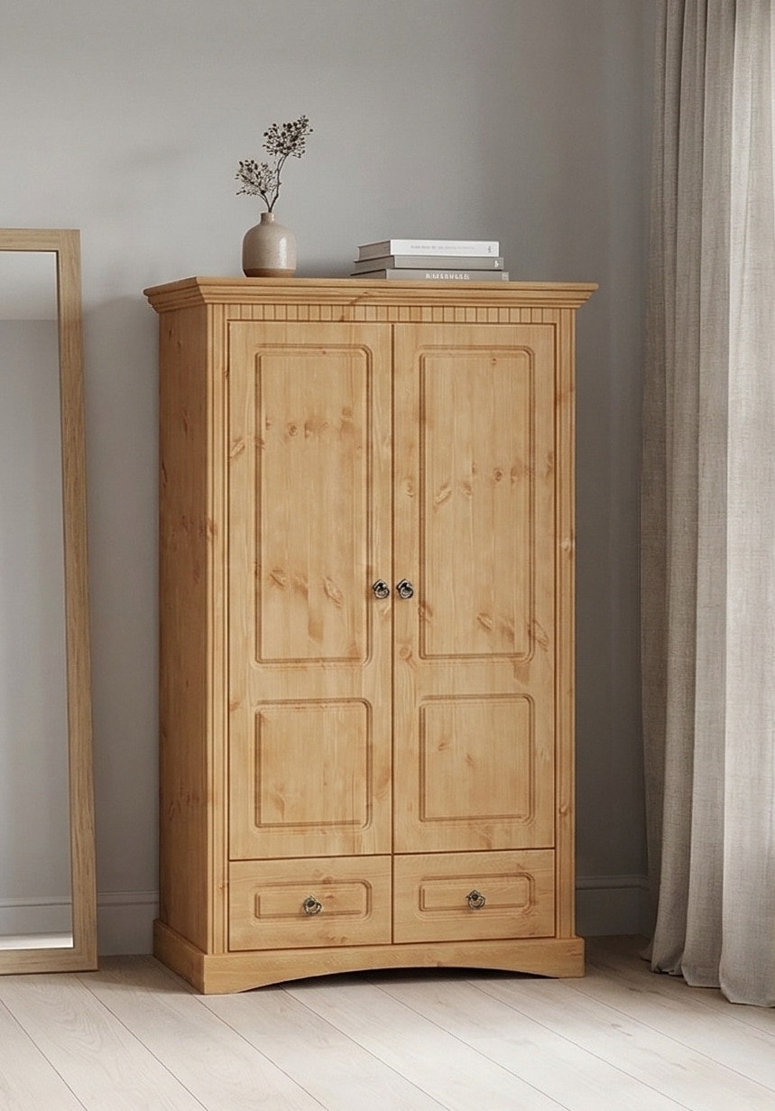 OTTO home Wäscheschrank "Rustic" B/T/H: 94/39/150 cm, aus massiver Kiefer, FSC, schöne Kassettenoptik, mit Ringgriffen