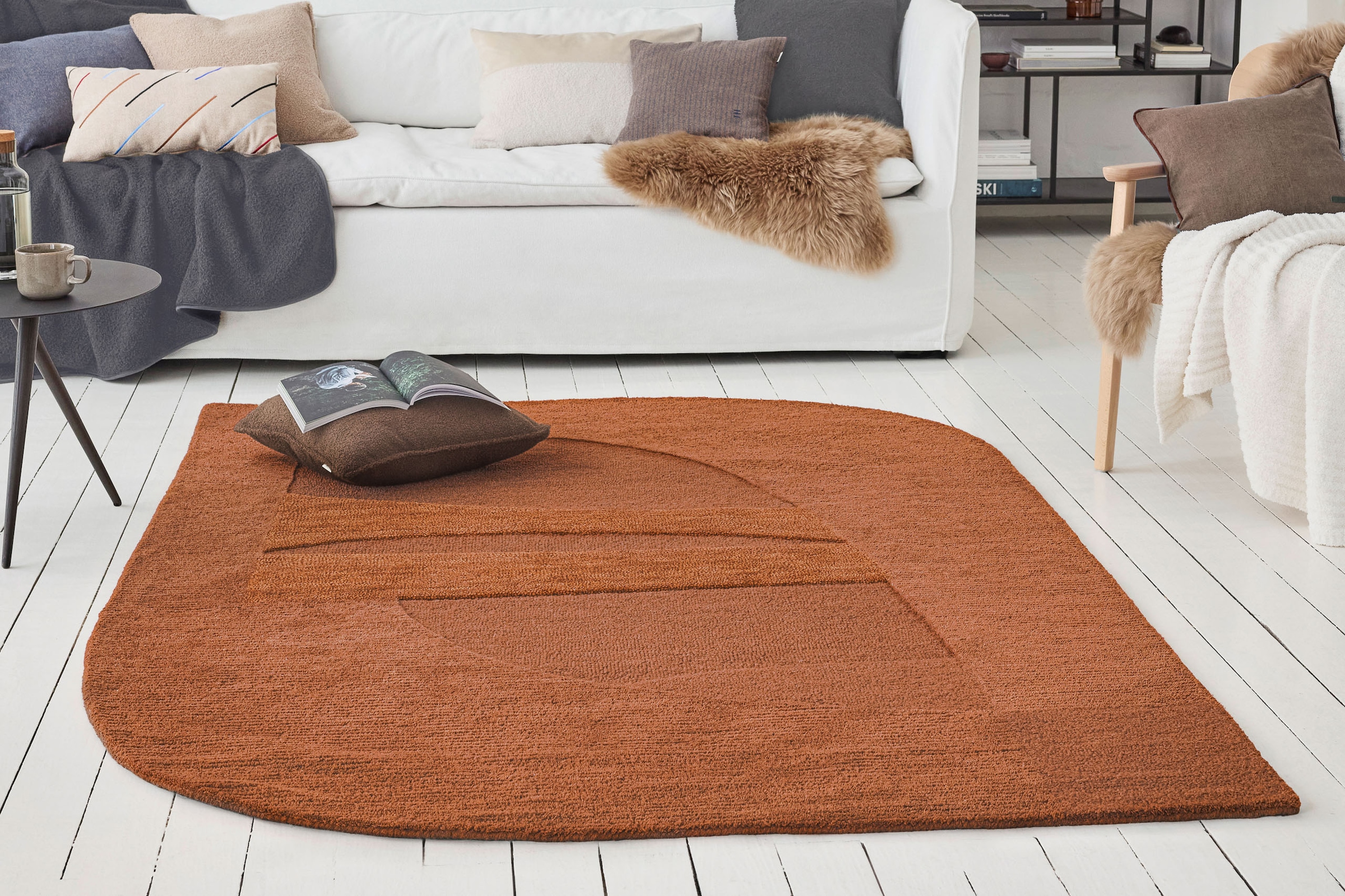 Teppich WECON HOME "Dodo", lehm braun, B:200cm H:10mm L:300cm, Schurwolle, Teppiche, Teppich, Wollteppich, asymmetrisch, hochwertig, handgetuftet, robust, modern