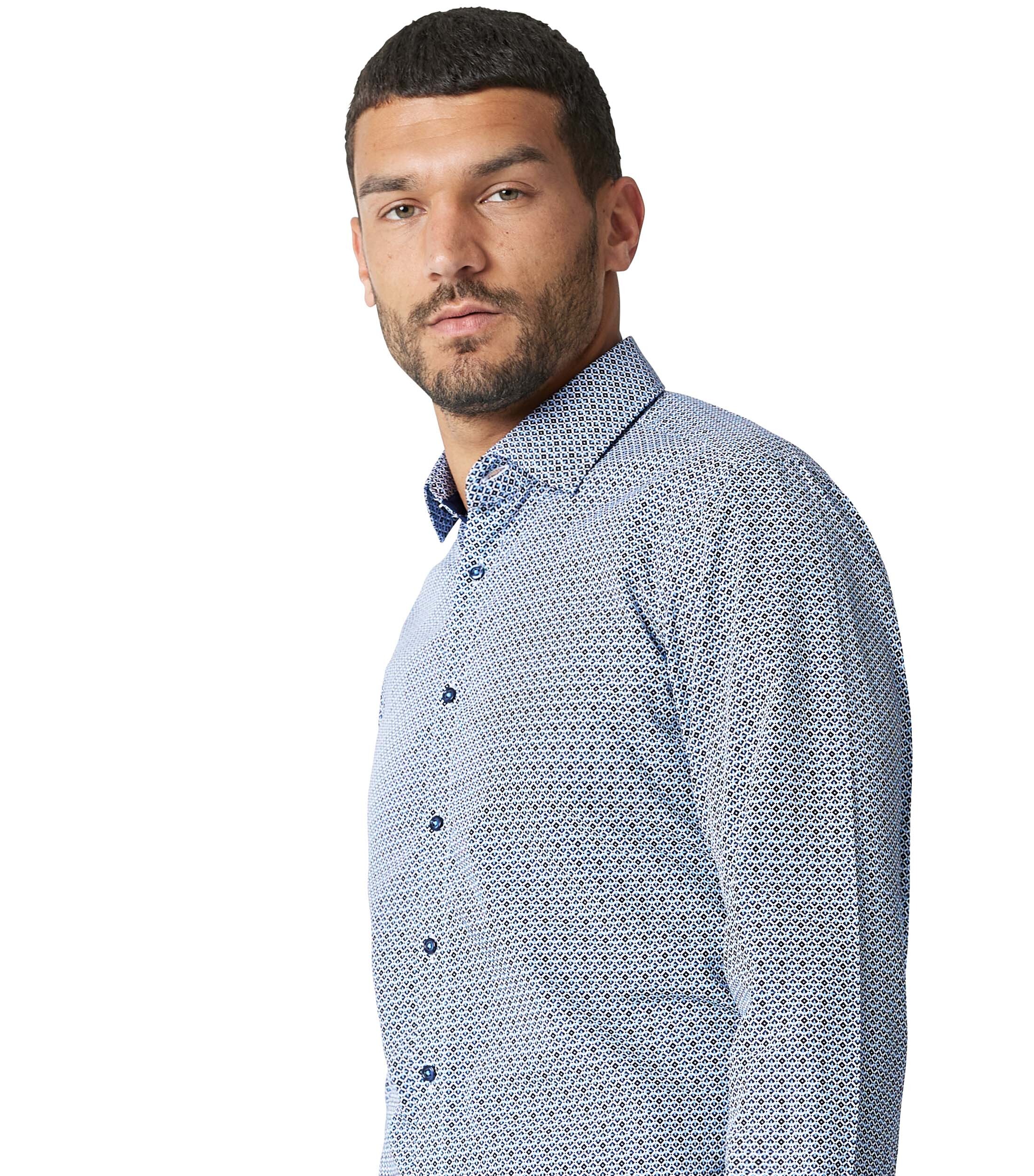 VENTI Herren Businesshemd "VENTI Businesshemd Print", blau, Gr. 46, bedruckt, 100% Baumwolle, Hemden