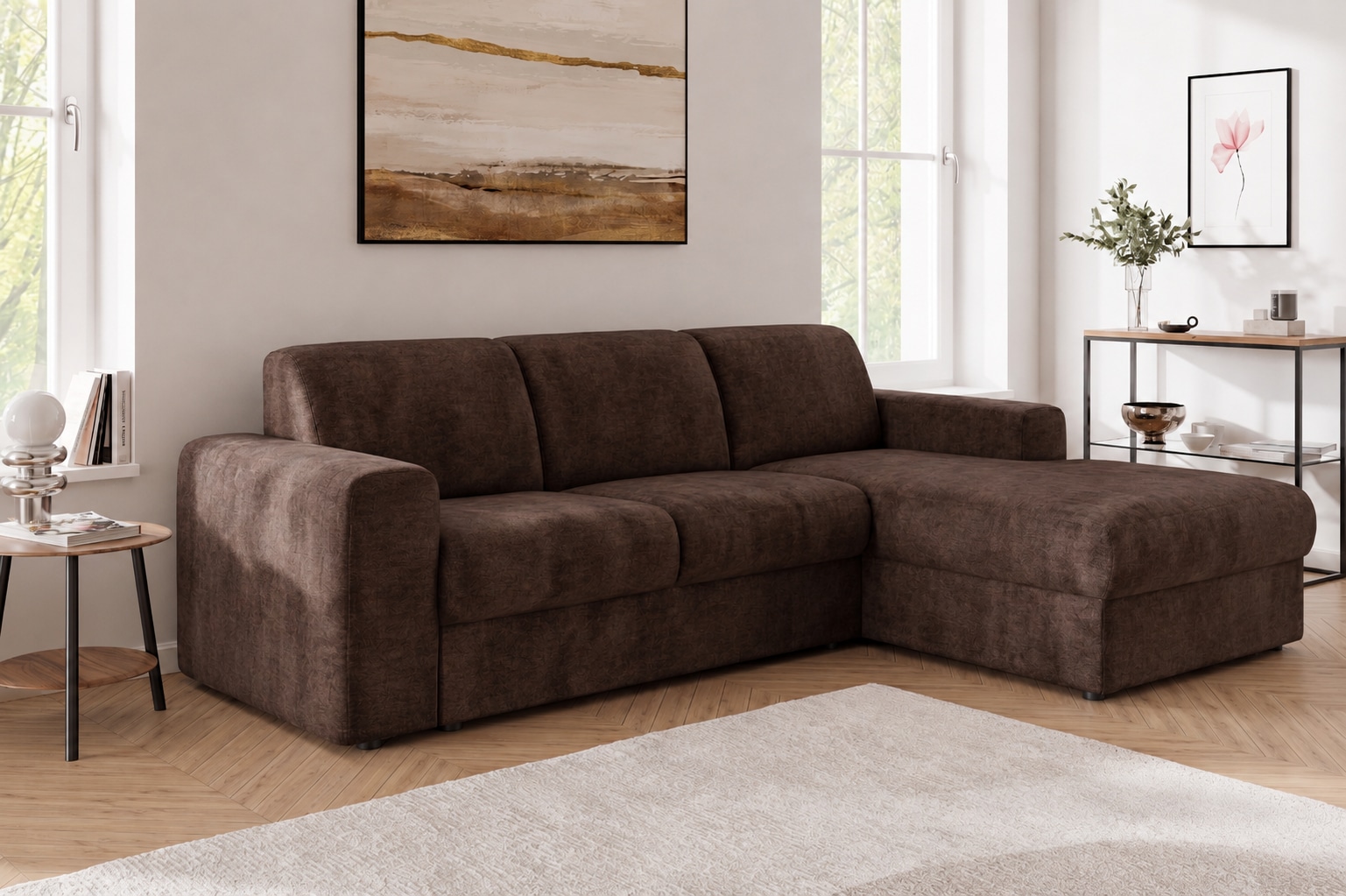OTTO home Ecksofa "BORNHOLM 2.0 L-Form, Breite 220 cm, Verlässliche Qualität, Chenille" Recamiere links/rechts bestellbar, Bezug - Chenille oder Struktur