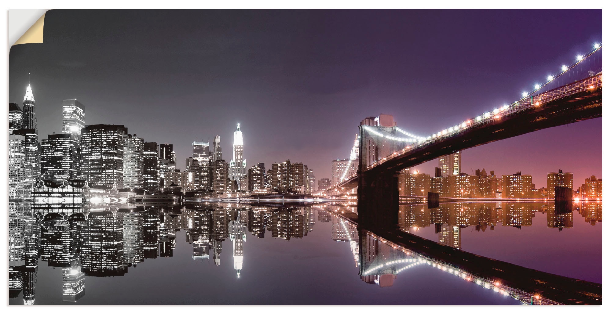 Artland Wandbild »New York Skyline nächtliche Reflektion«, Amerika, (1 St.), als Leinwandbild, Poster, Wandaufkleber in verschied. Größen