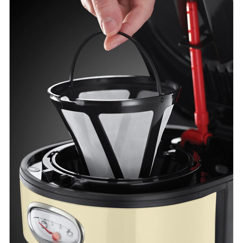 RUSSELL HOBBS Filterkaffeemaschine »Retro Vintage Cream 21702-56«, 1,25 l Kaffeekanne, Papierfilter, 1x4, mit Retro-Brühanzeige