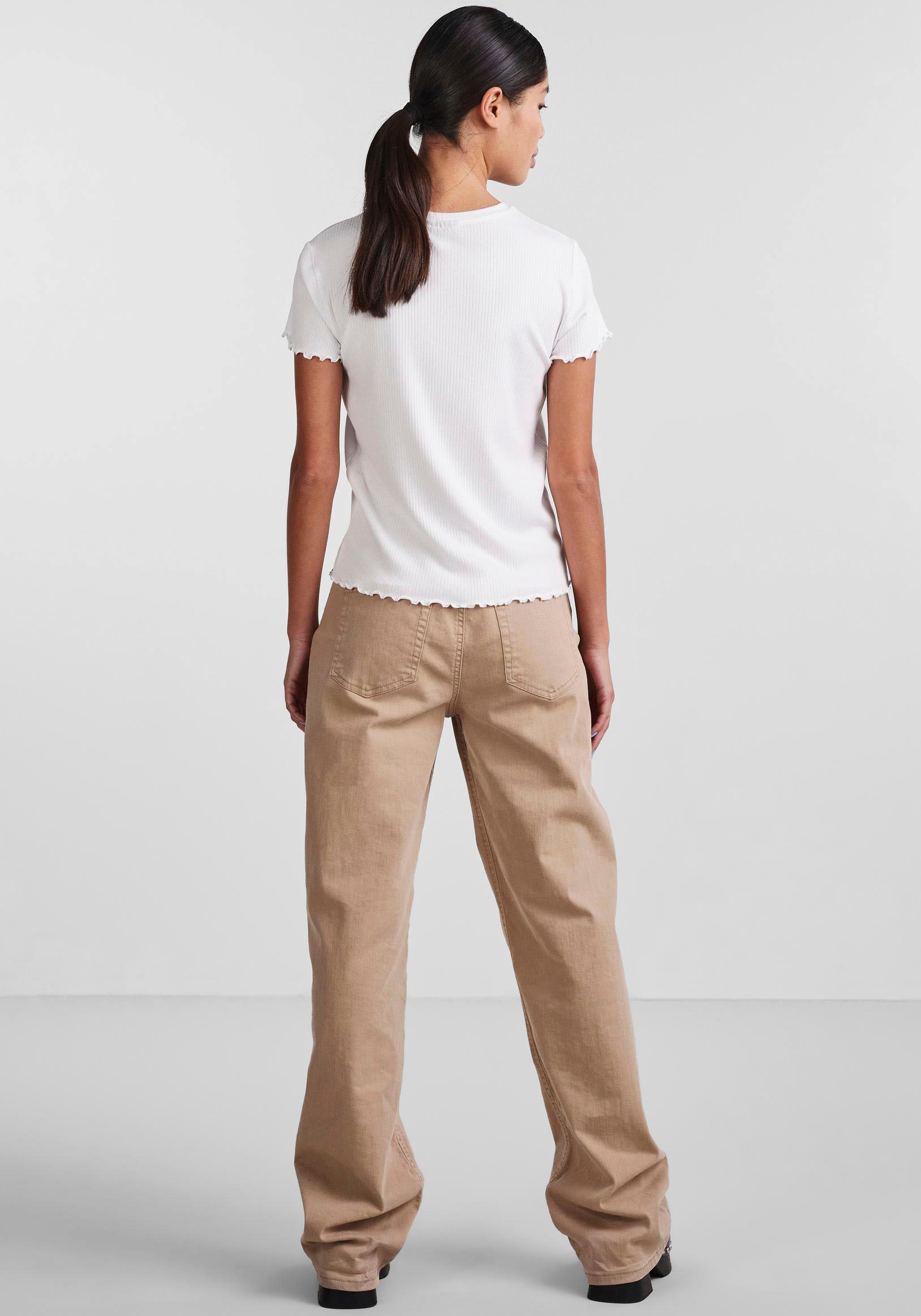 pieces Kurzarmshirt »PCNICCA SS O-NECK  TOP KAC BFD« Viskosemischung, slim fit