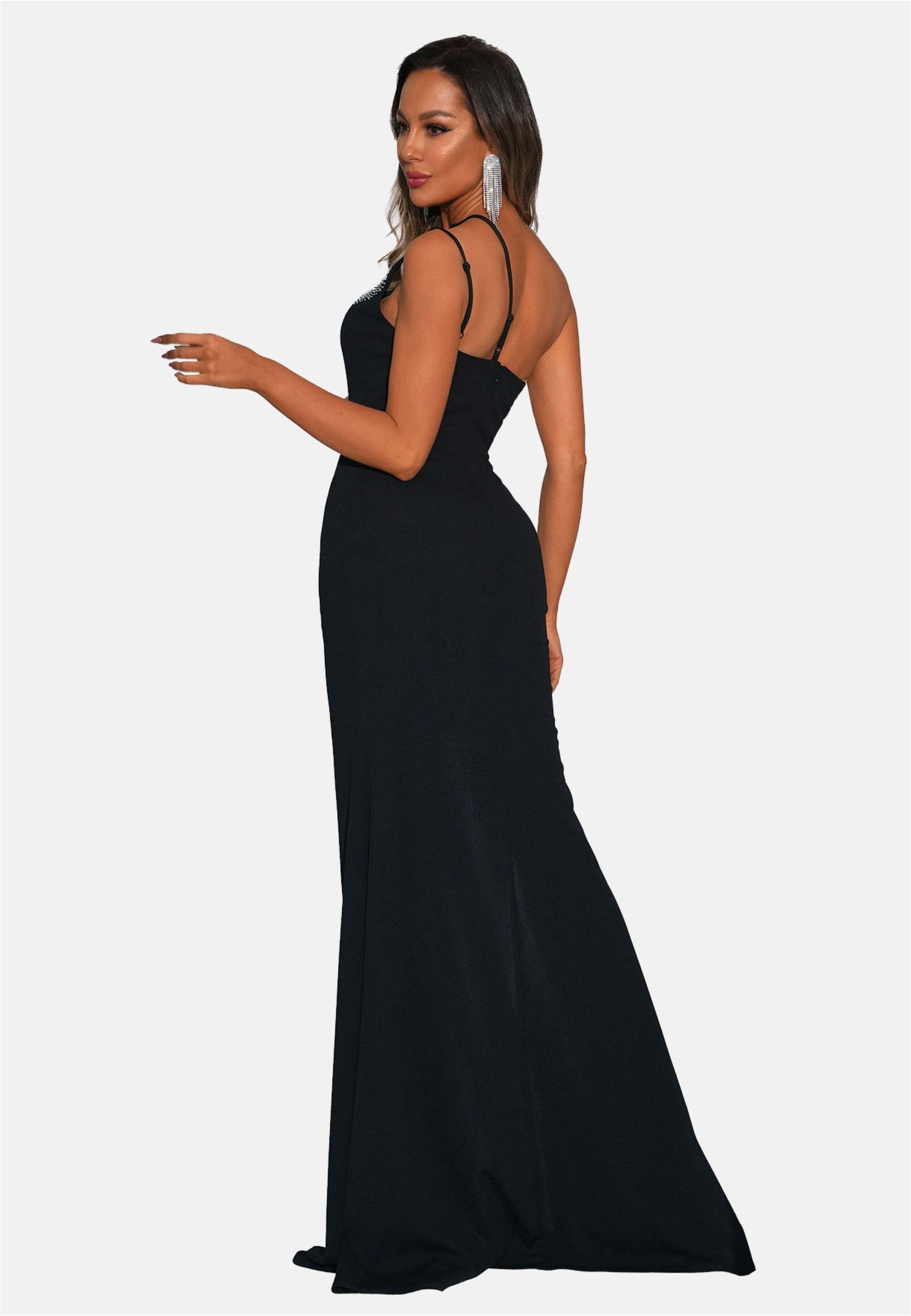 Moda Minx Jerseykleid »Bonnie Long Slit Dress«, mit funkelndem Steinbesatz