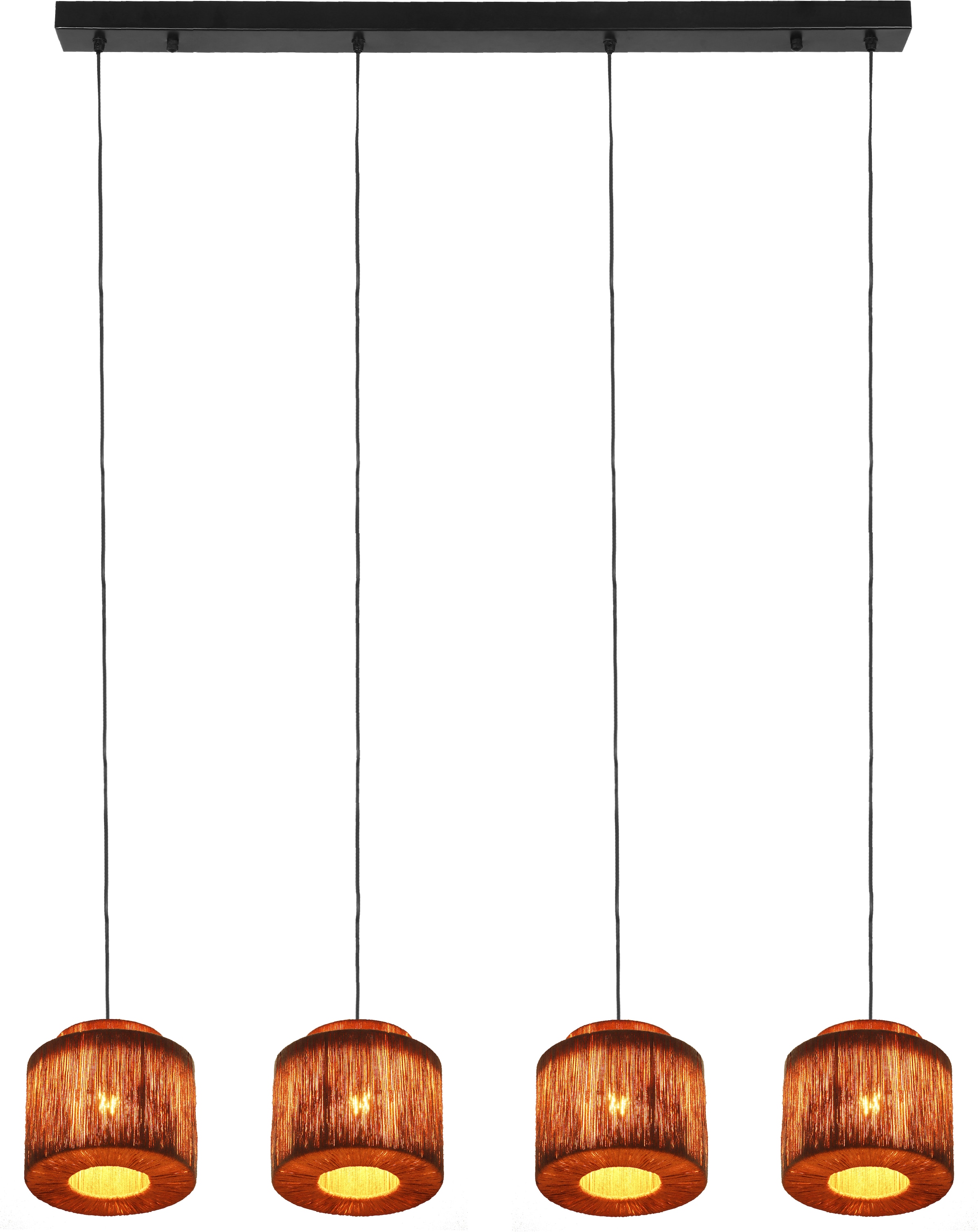 TRIO Leuchten Pendelleuchte »SMILLA, 4-flammige Hängelampe mit Jute Lampenschirmen Breite 121cm« E27 1 Stk. warmweiß - kaltweiß Höhe max 150 cm, exkl 4x E27 max 10W, Hängeleuchte Esstisch Küche