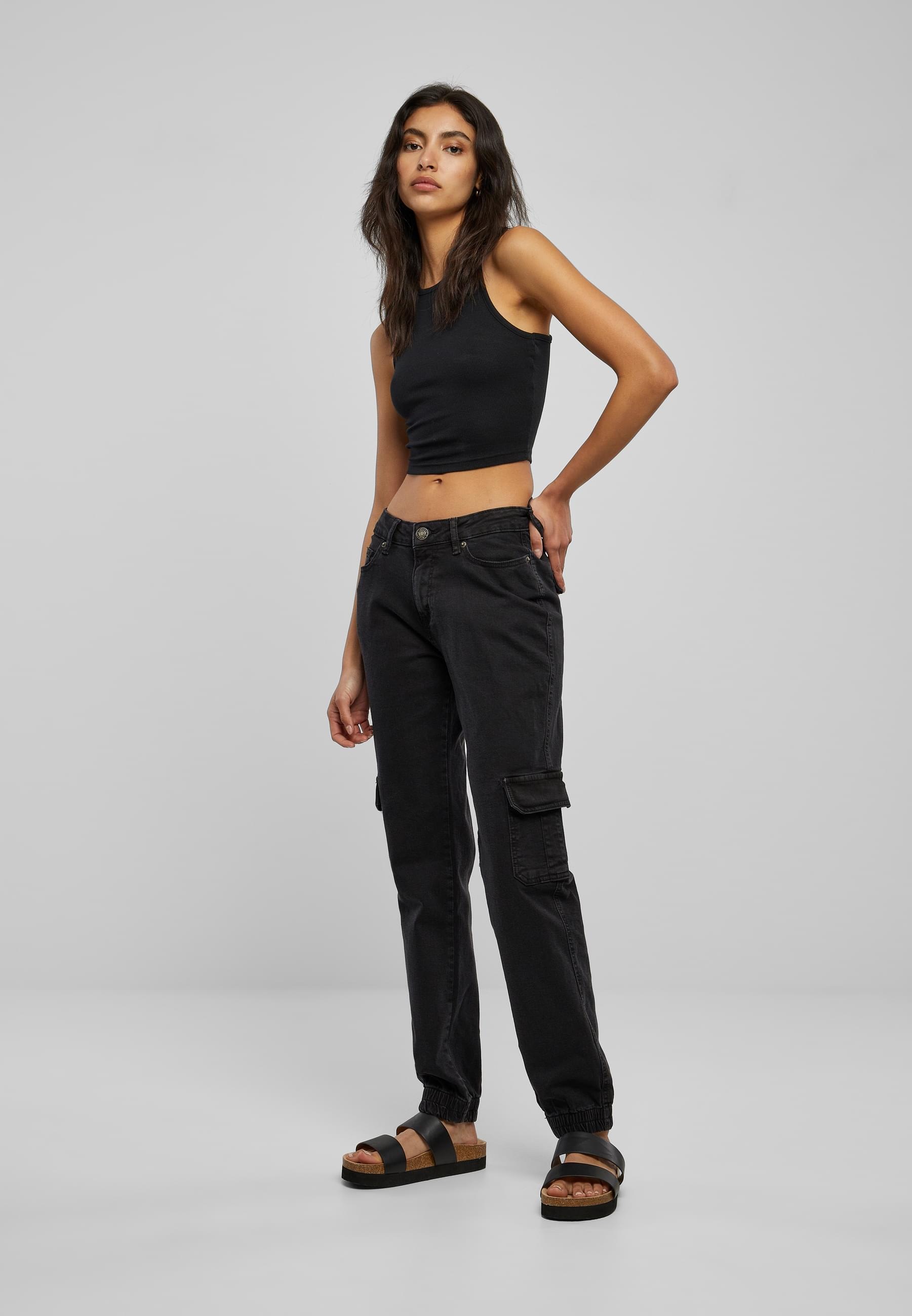 URBAN CLASSICS Stoffhose »Urban Classics Damen Ladies Organic Stretch Denim Cargo Pants«, (1 tlg.)