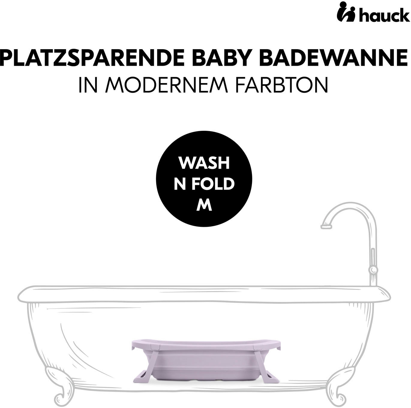 Hauck Babybadewanne »Wash N Fold M, Lavender«, Faltbadewanne mit Wassertemperaturmessung am Ablaufstopfen