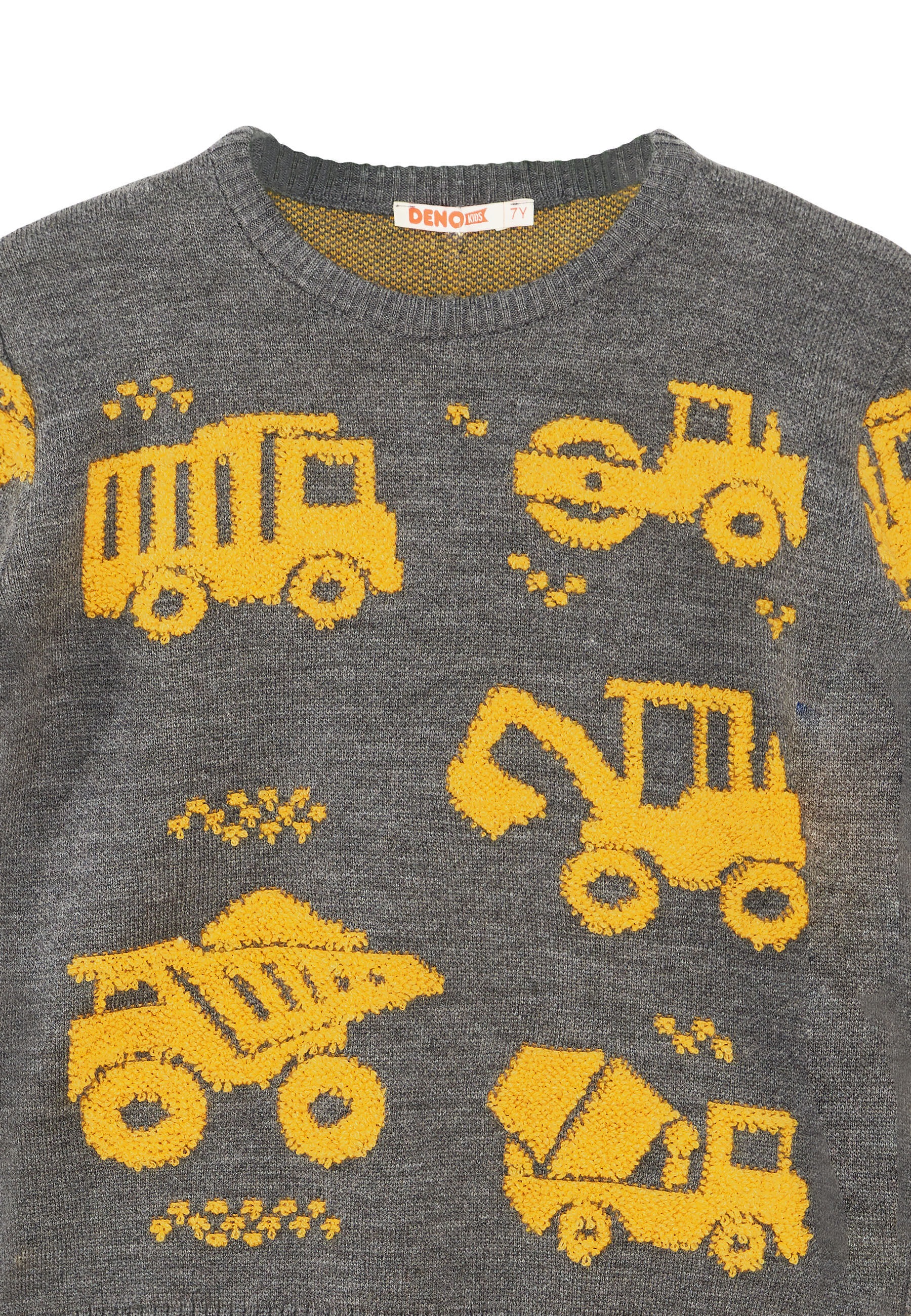 Thumbnail - Denokids Rundhalspullover "Construction Tools" 1 Stk. mit Baufahrzeug-Muster