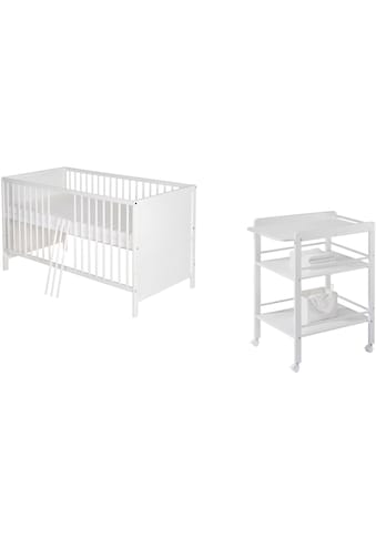 Babymöbel-Set »Lenny«, (Spar-Set, 2 St., Kinderbett, Wickelregal)