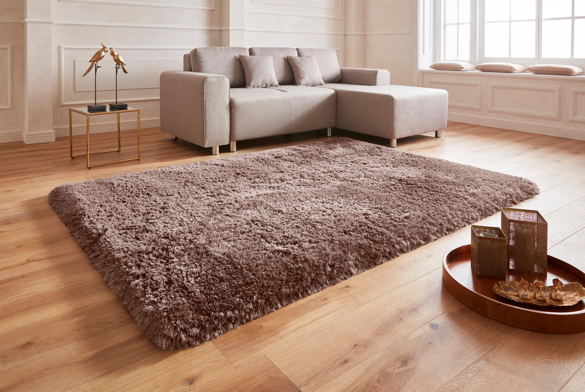 Guido Maria Kretschmer Home&Living Hochflor-Teppich »Micro exclusiv«, rechteckig, 78 mm Höhe, Microfaser, Uni-Farben, Schlafzimmer, Wohnzimmer, Esszimmer