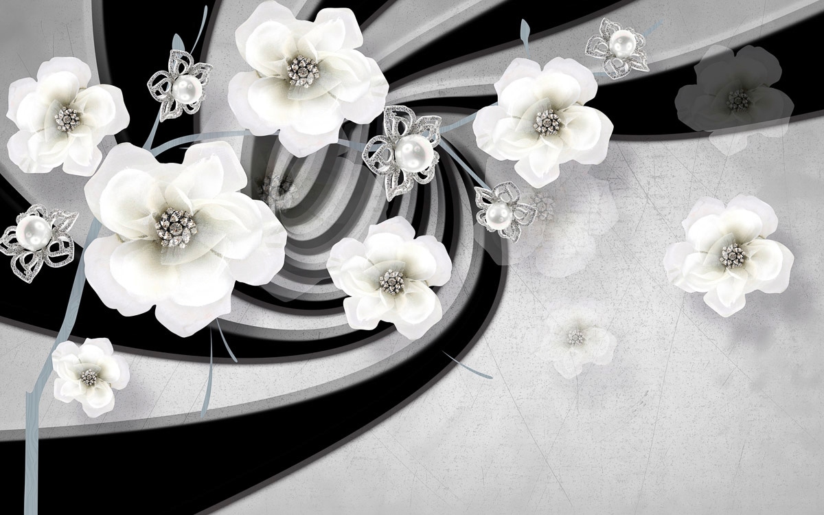 Papermoon Fototapete "Abstrakt 3D Effekt mit Blumen" günstig online kaufen