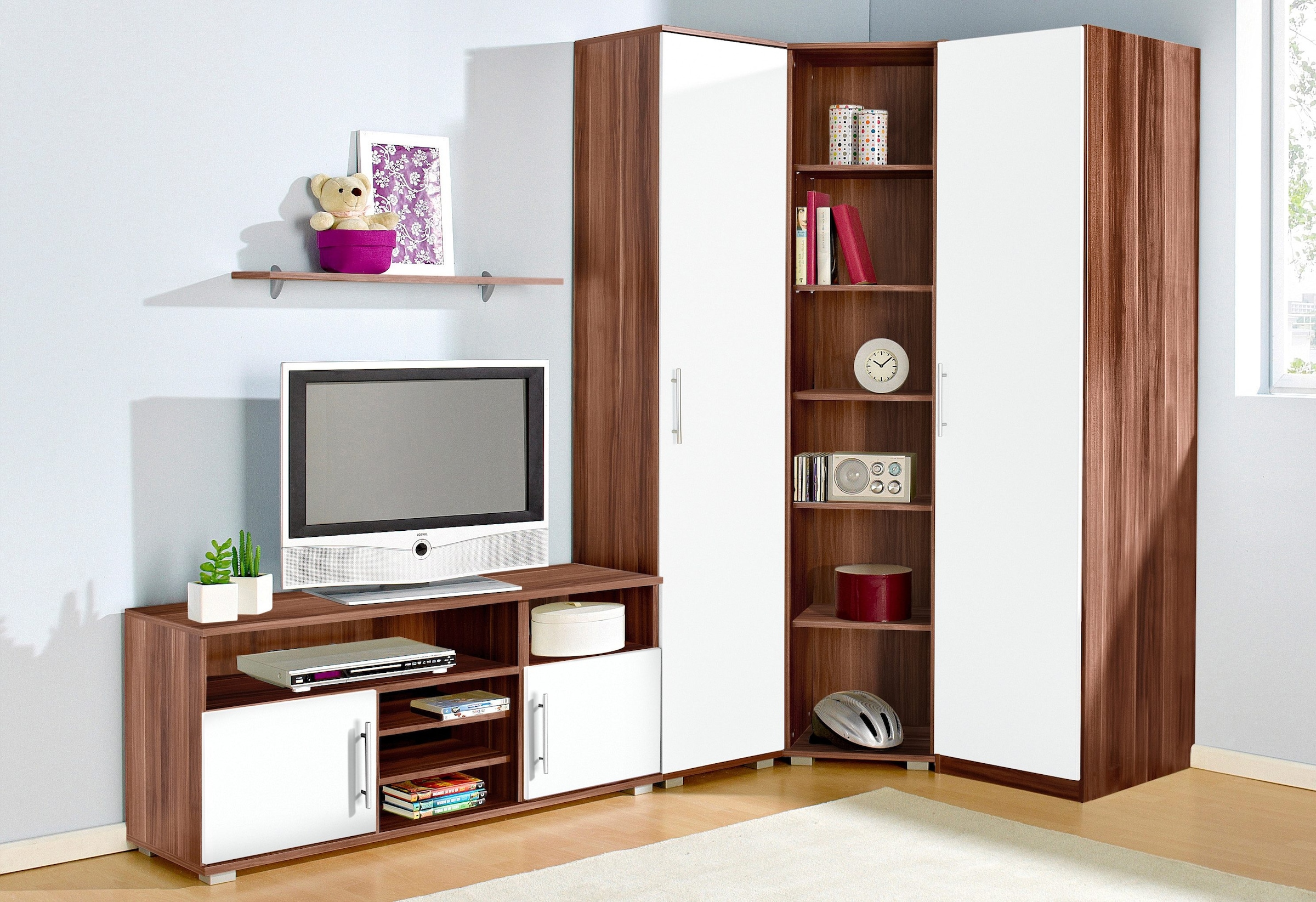 priess Jugendzimmer-Set, (Set, 5 tlg.), Kleiderschrank, Regalelement, Wäscheschrank, Sideboard und Wandregal