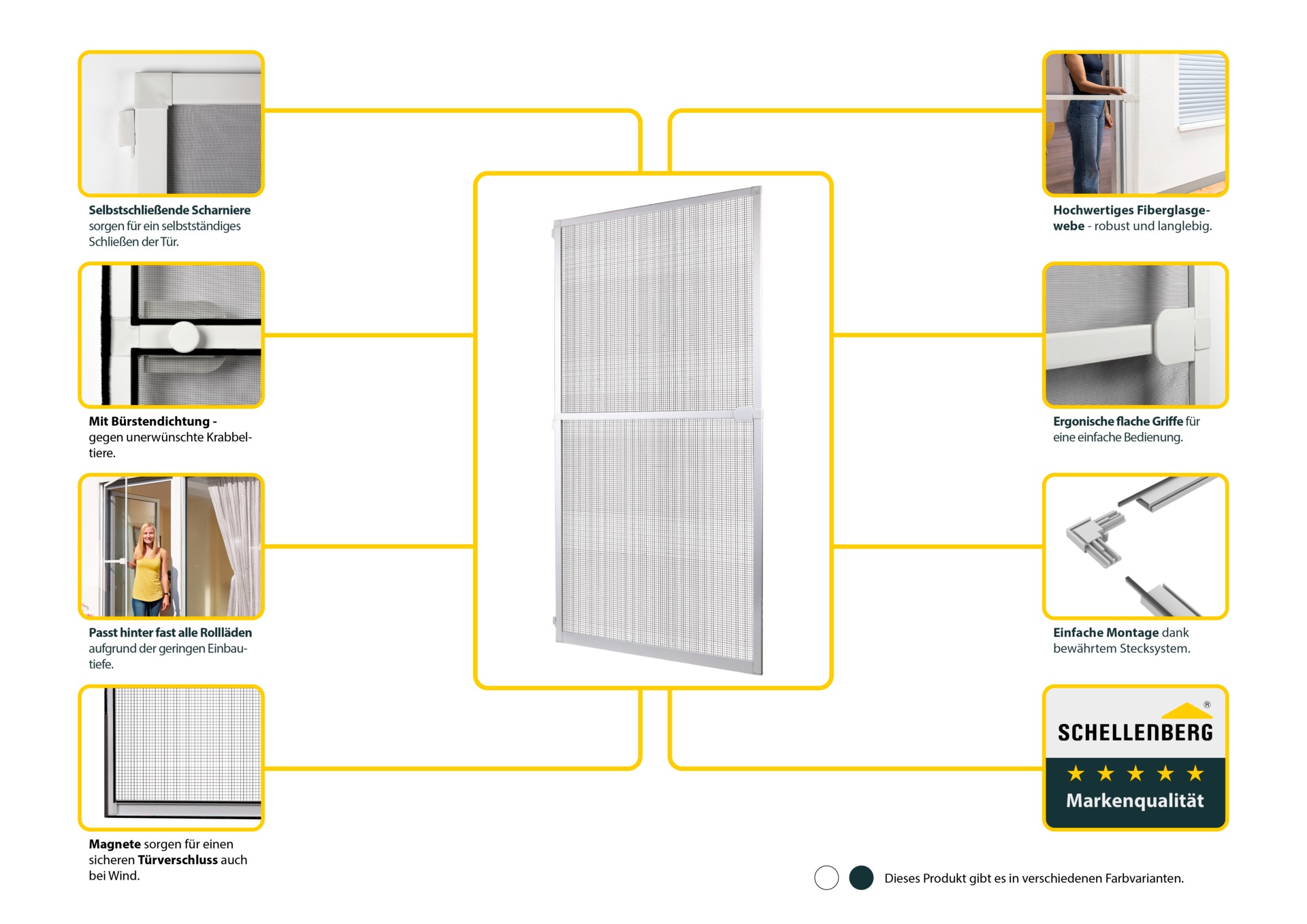 SCHELLENBERG Insektenschutz-Tür »PLUS, Fliegengitter für Balkon- und Terrassentüren zum Bohren« 1 Stk. tlg. mit Aluminiumrahmen, 100 x 210cm, erhältlich in schwarz oder weiß