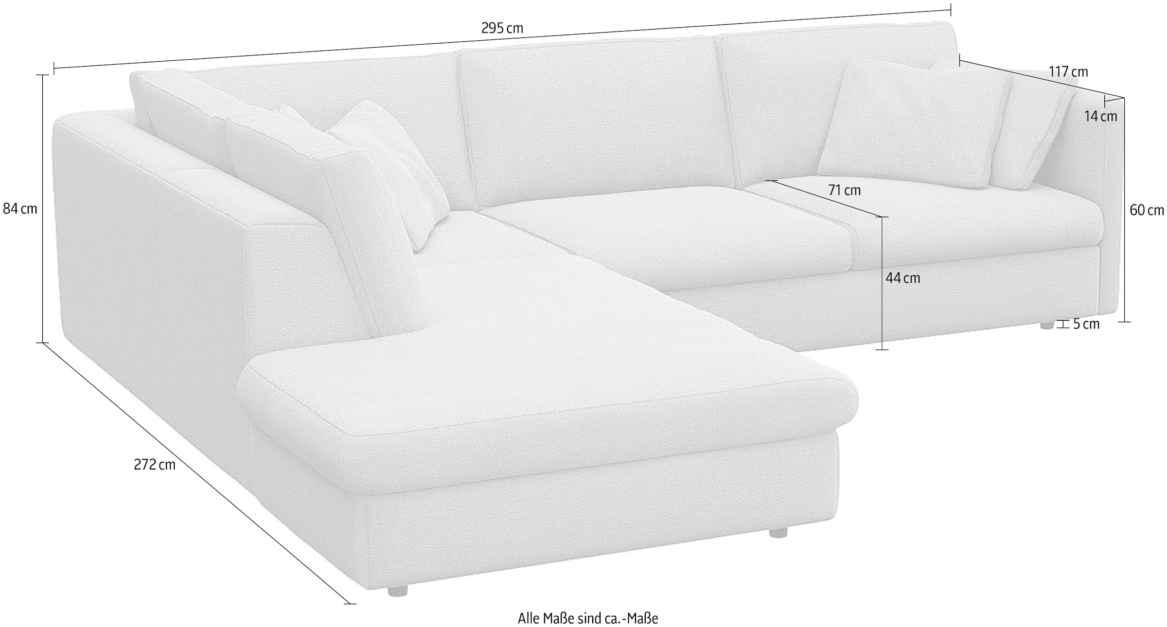 FLEXLUX Ecksofa »Lovane, elegant und zeitlos, bequem, L-Form«, Weich & anschmiegsam, große Sitztiefe auf Kaltschaum, Dekokissen inkl.