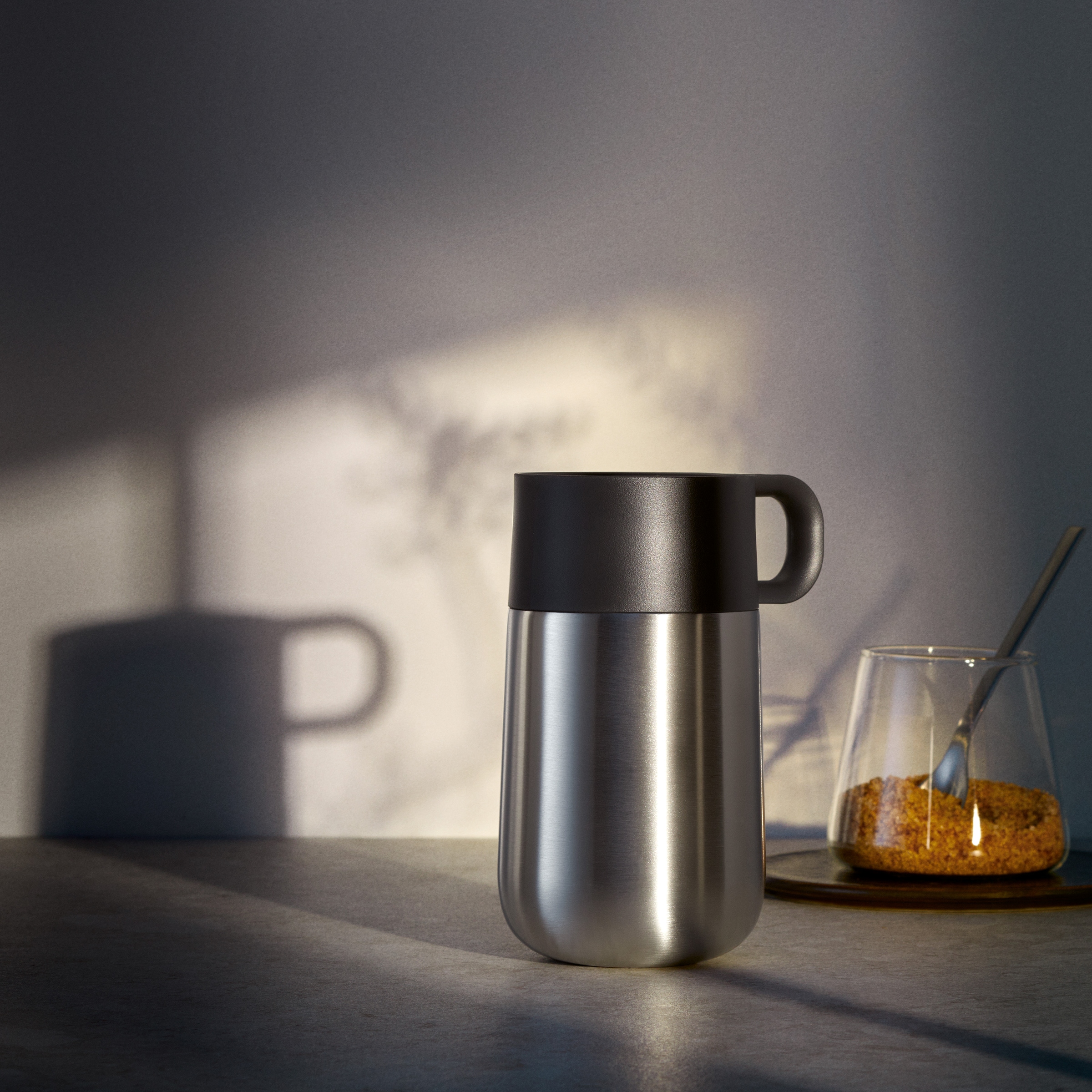 WMF Thermobecher »Impulse Travel Mug«, (1 tlg.), doppelwandiger Edelstahl, geringe Höhe, 360°-Trinköffnung