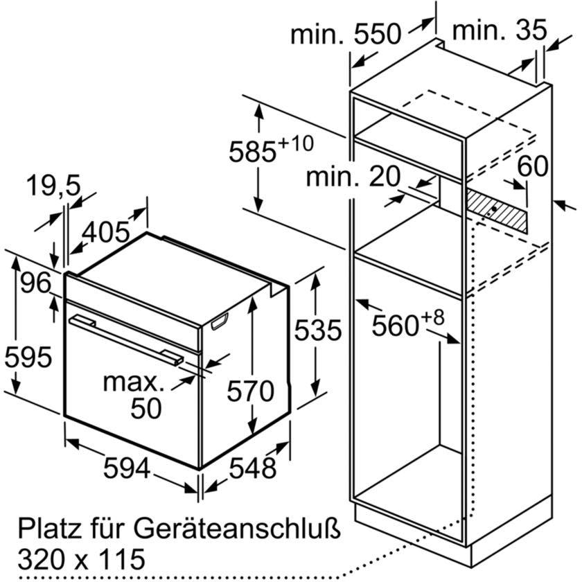 SIEMENS Einbaubackofen »HB510ABR1«, iQ100, HB510ABR1, mit Teleskopauszug nachrüstbar