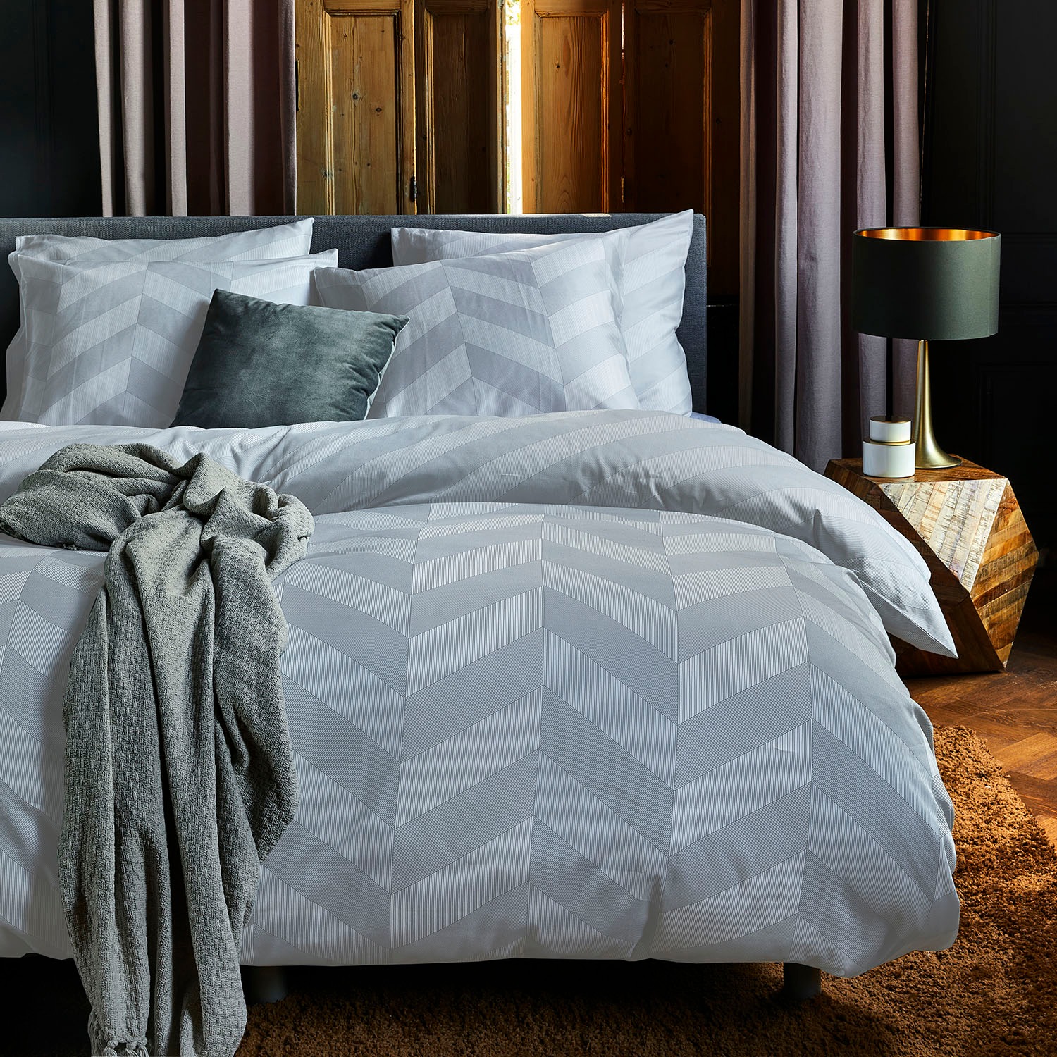 damai Bettwäsche "Atomy" 3 Stk. mit Fischgrätmuster günstig online kaufen