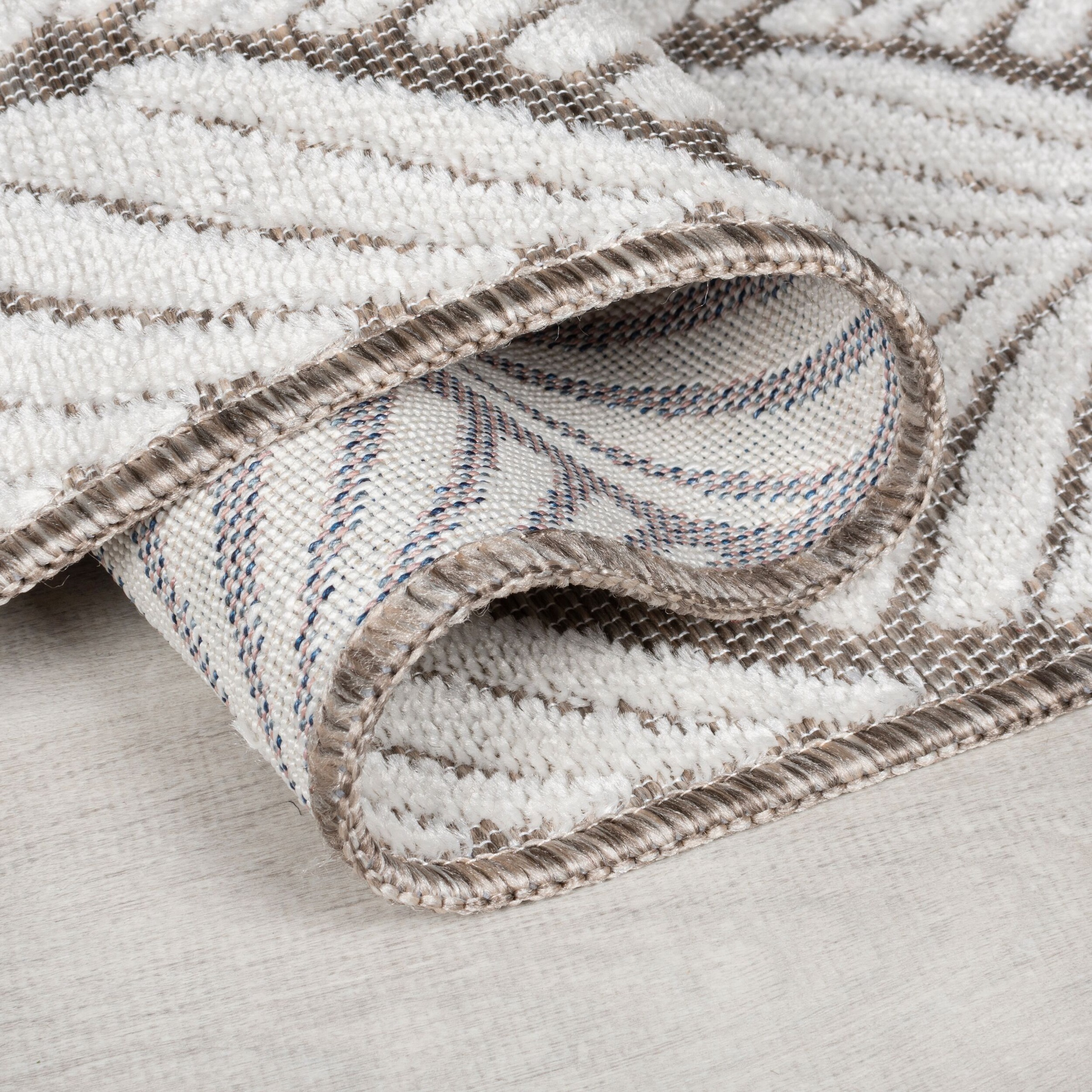 Teppich FLAIR RUGS "Elm Leaf", beige (natur), B:120cm H:4mm L:170cm, Kunstfaser, Teppiche, Teppich, In & Outdoor geeignet, Hoch-Tief Effekt, Florales Design 2