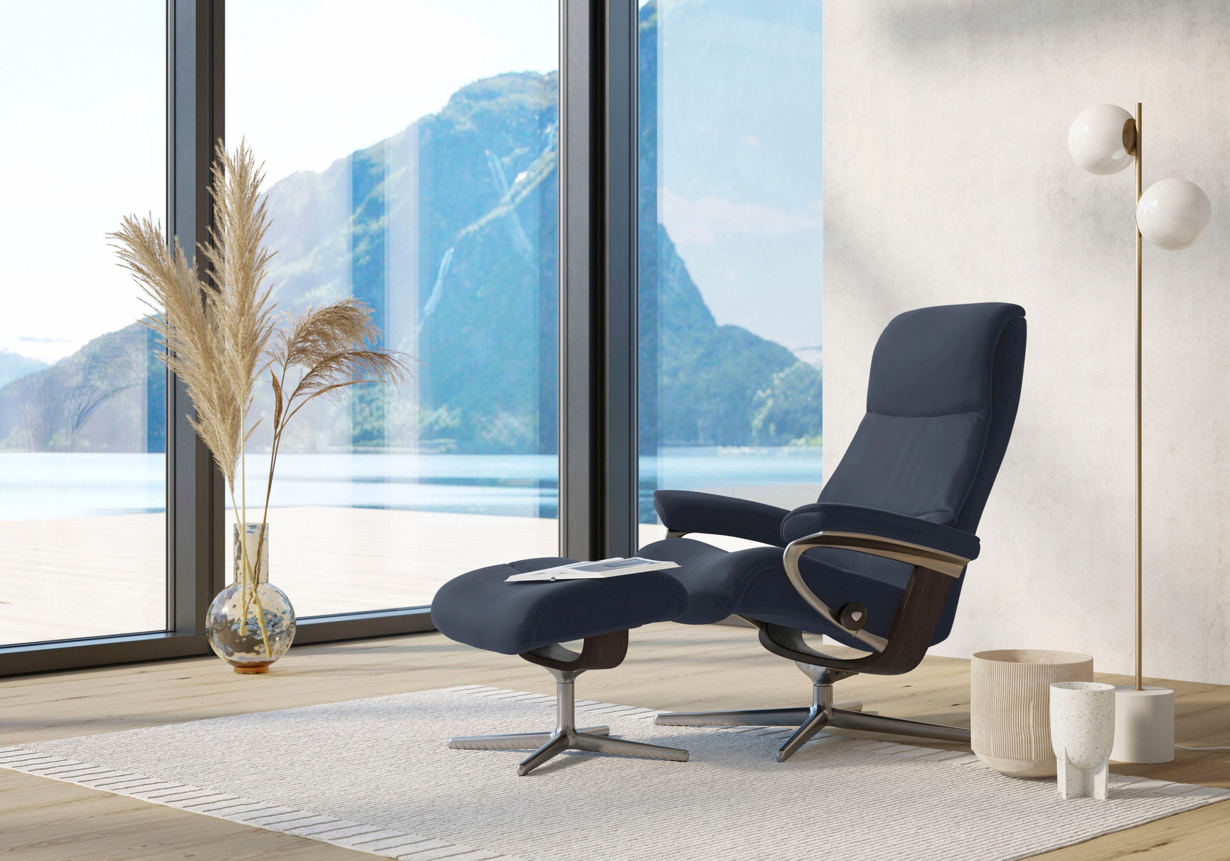 Stressless Fußhocker "View" mit Cross Base, Größe S, M & L, Holzakzent Wenge