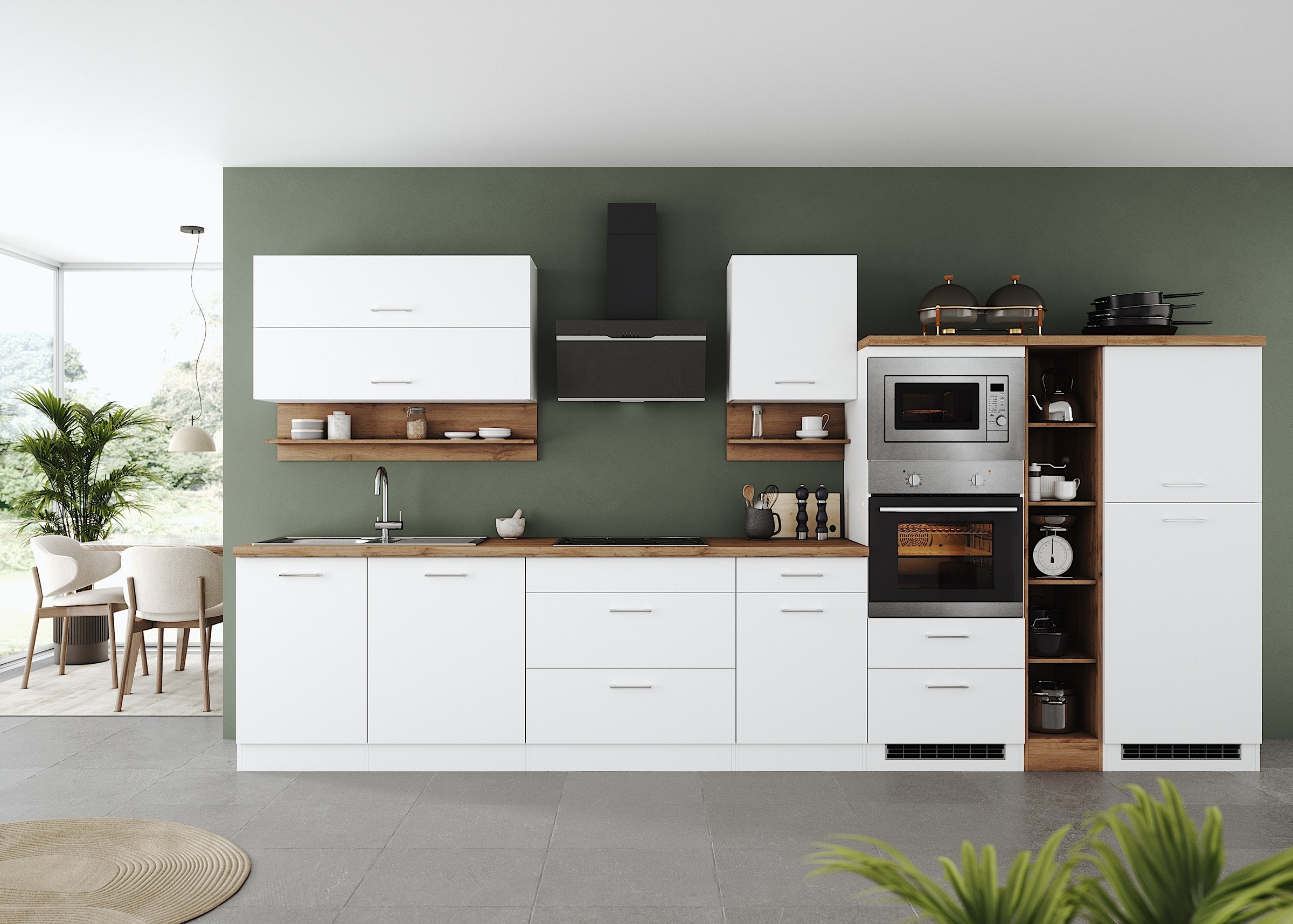 KOCHSTATION Küchenzeile "KS-Milan" 390 cm breit, viel Stauraum, wahlweise m günstig online kaufen