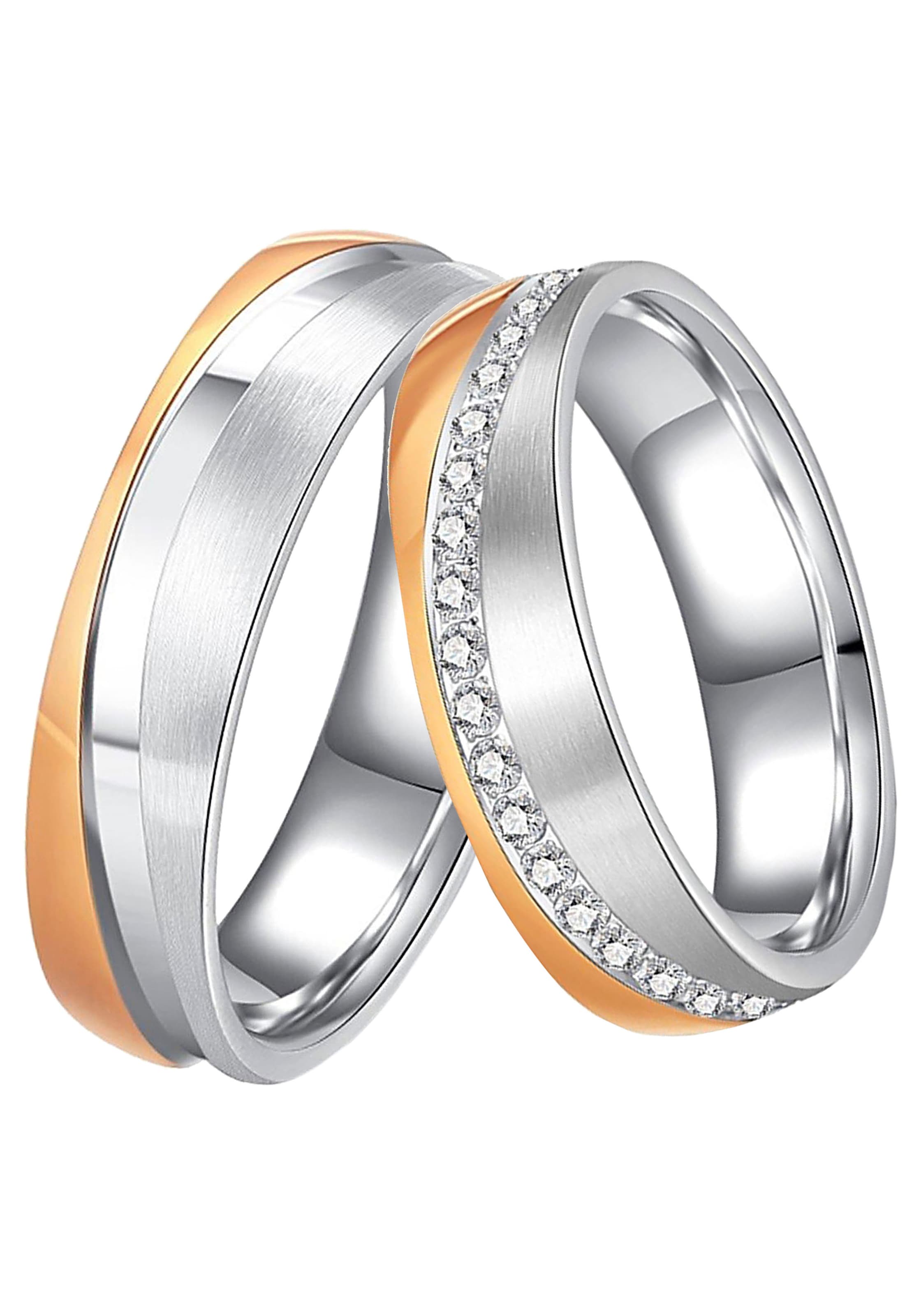 ohne LIEBE«, online Ehering mit o. Edelstahl DOOSTI | Zirkonia »Schmuck kaufen Partnerring Trauring Trauring Geschenk BAUR