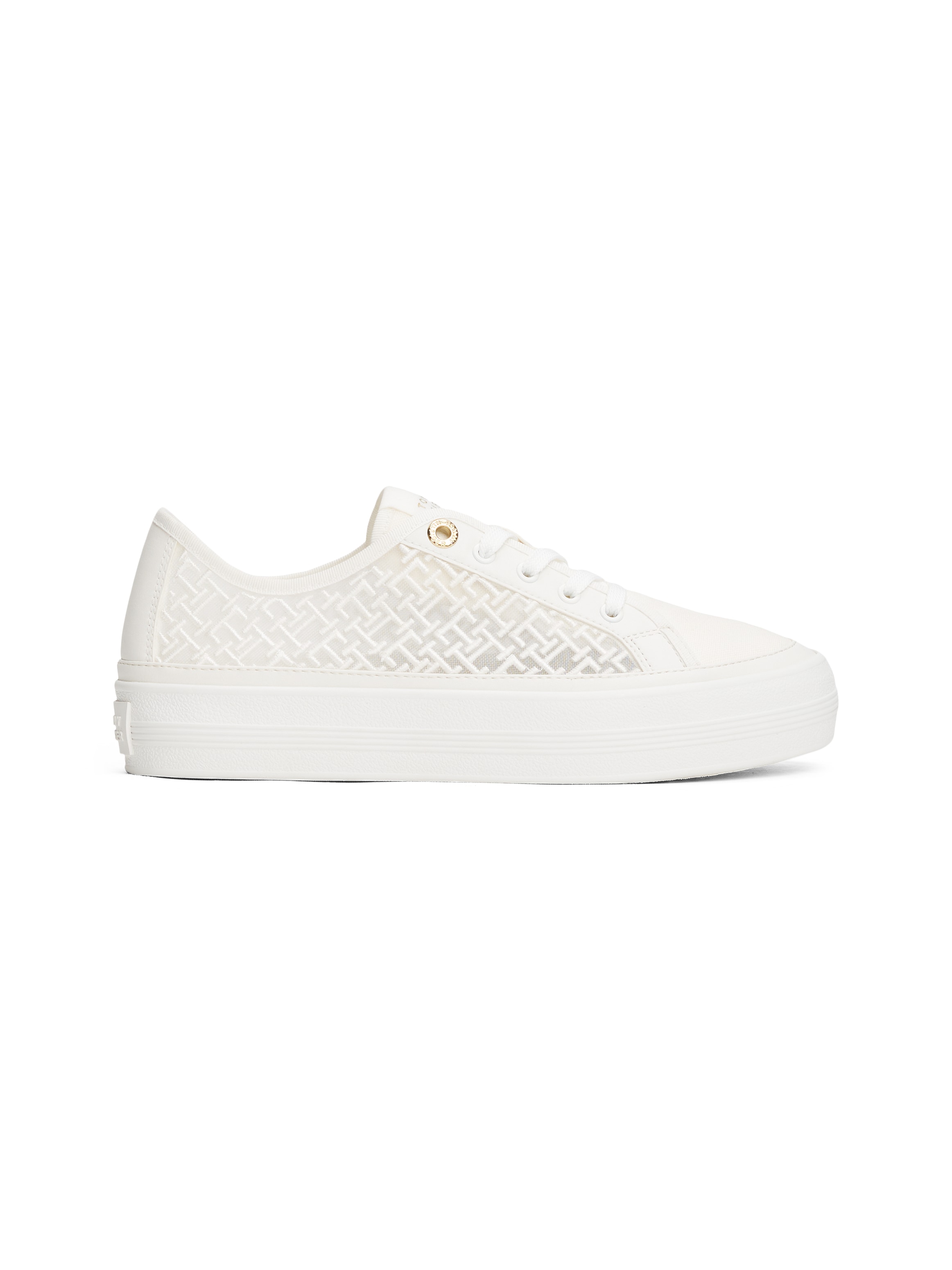 Tommy Hilfiger Plateausneaker »VULC EMBROIDERED SNEAKER«,Freizeitschuh, Halbschuh, Schnürer mit unterlegter TH-Logostickerei