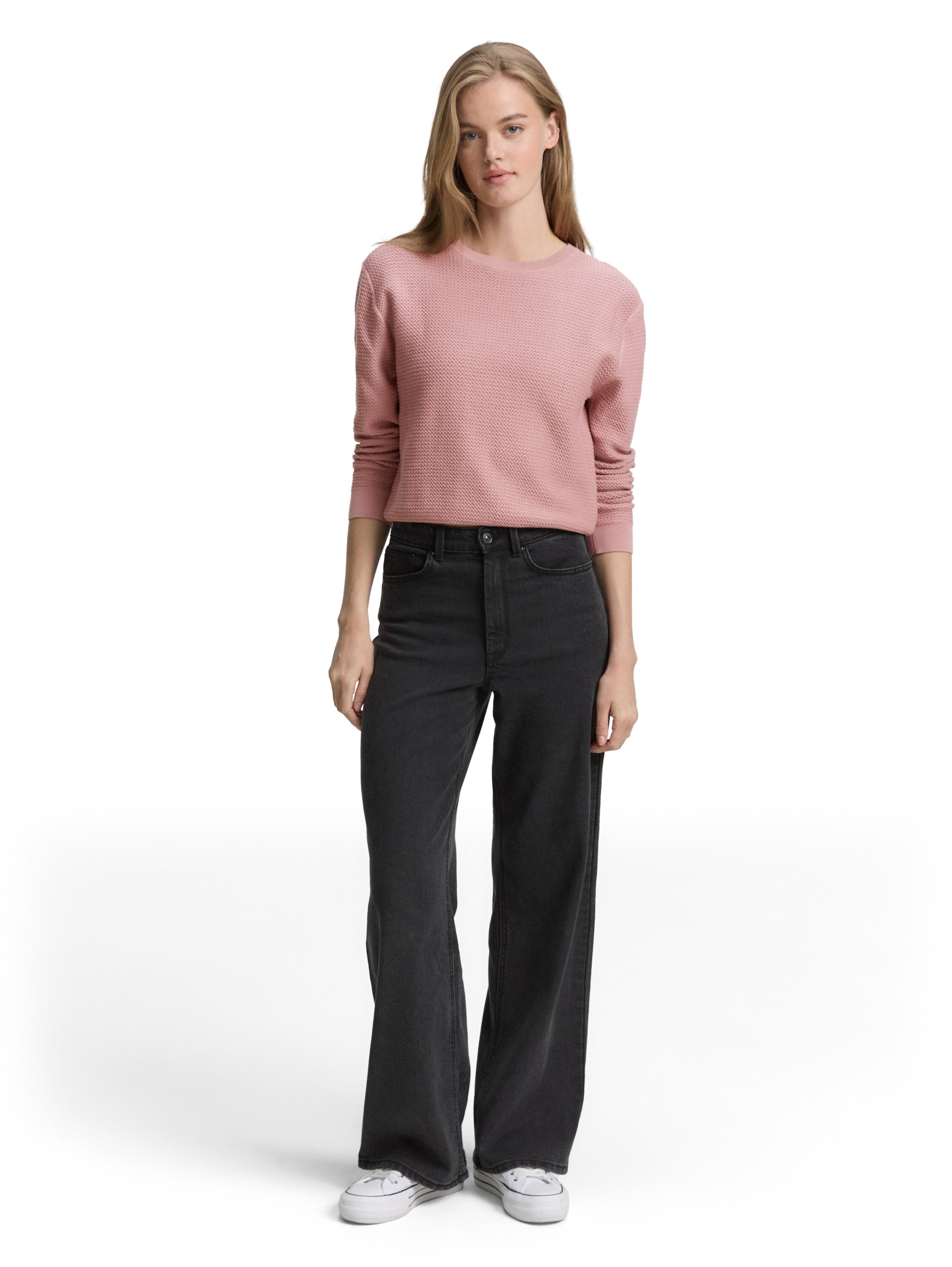 TOM TAILOR Denim Strickpullover, mit Rippbündchen