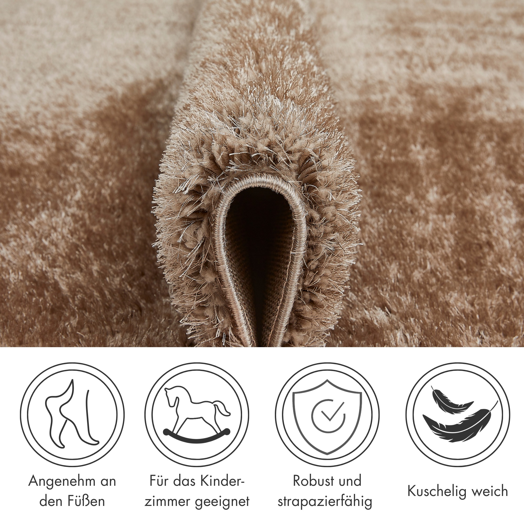 LUXOR living Hochflor-Teppich »Gela«, rechteckig, 45 mm Höhe, Uni Farben, weich und flauschig, ideal im Wohnzimmer & Schlafzimmer