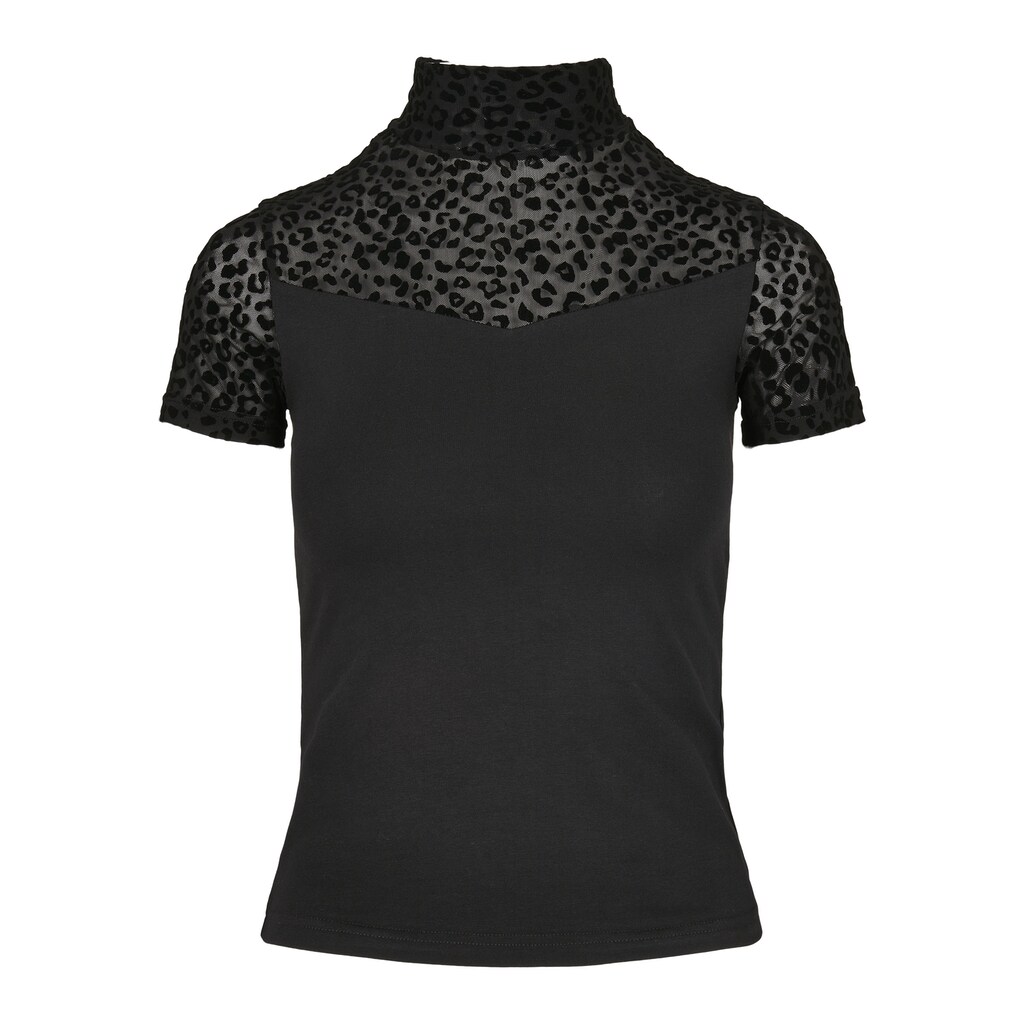 URBAN CLASSICS T-Shirt »Damen Ladies Flock Lace Turtleneck Tee«, (1 tlg.)