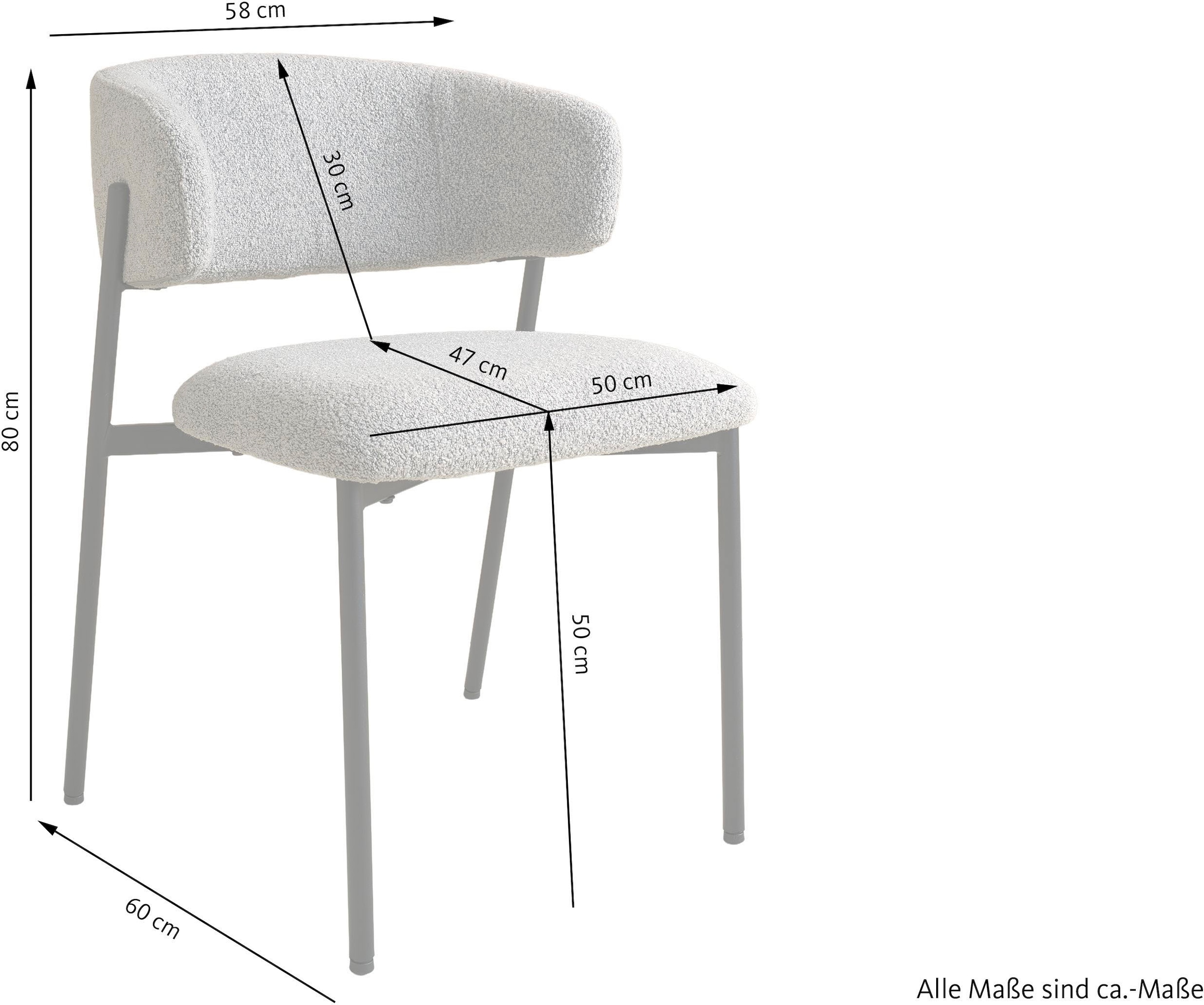 SCHÖNER WOHNEN-Kollektion Esszimmerstuhl »OSLO« (Set) 2 Stk.Bezug Bouclé, Untergestell Metall pulverbeschichtet