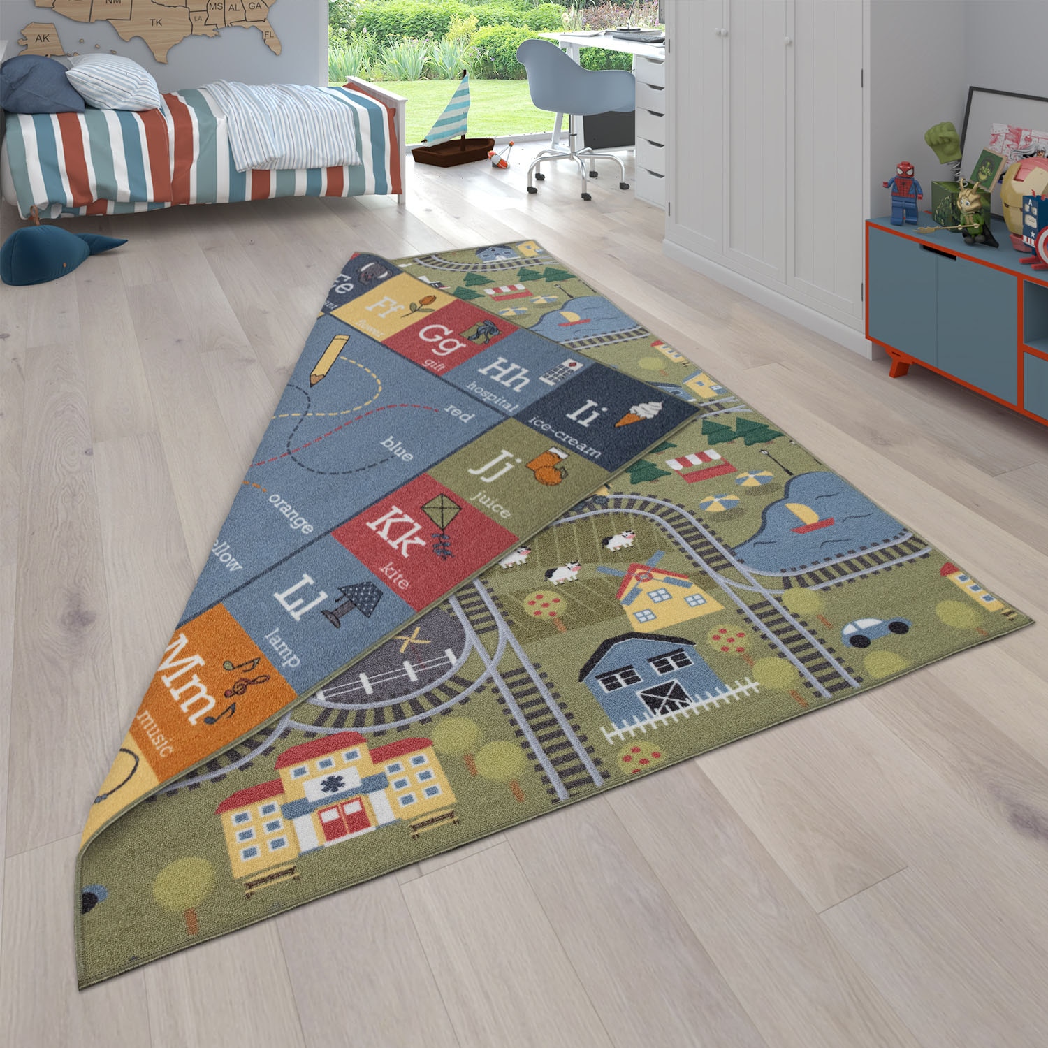 Paco Home Straßen-Spiel- & Teppich kaufen Wendeteppich, rechteckig, | »Lino Kinderteppich BAUR Lernteppich, 682«, Kinderzimmer