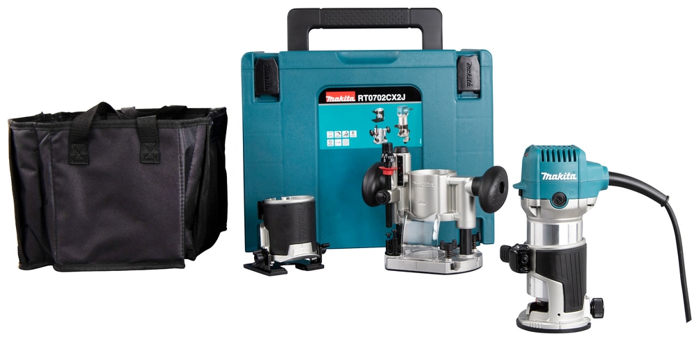 Makita Fräse »Multifunktionsfräse »RT0702CX2J« im Makita Makpac Koffer Gr.4«, (vielseitig einsetzbare Multifunktionsfräse), 710 W, 6/8 mm, Leerlaufdrehzahl; 10000 - 34000 min⁻¹