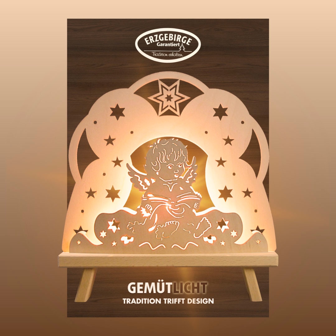 Weigla Lichterbogen "Engel in Wolke, Dekoleuchte aus Holz, NATUR, Made in G günstig online kaufen