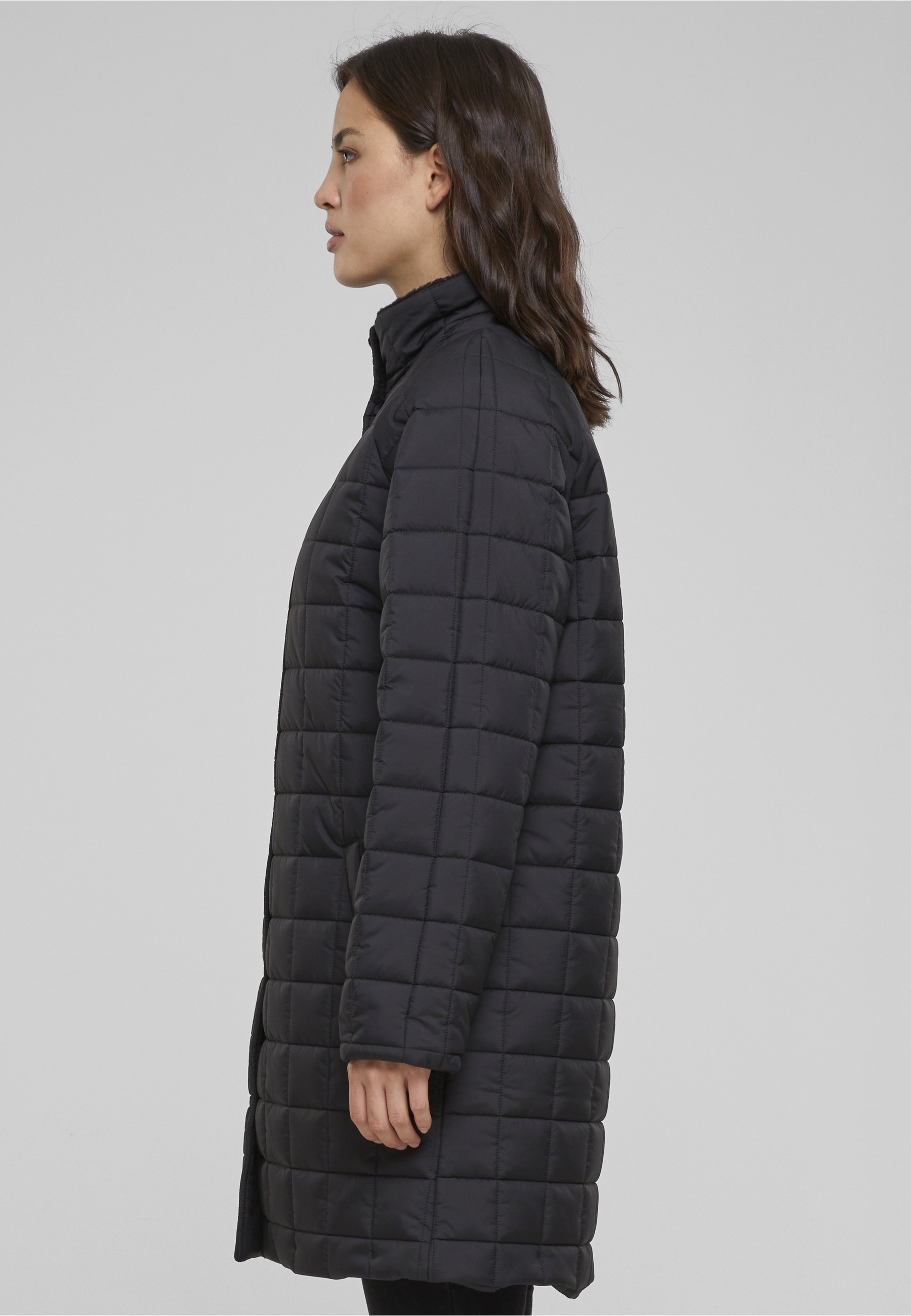 URBAN CLASSICS Winterjacke »Urban Classics Damen Ladies Quilted Coat« 1 Stk. tlg. ohne Kapuze