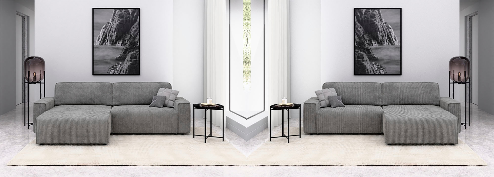 INOSIGN Ecksofa »Chance, Recamiere beidseitig montierbar, Schlaffunktion, Breite 265 cm«, in Cordstoff HYPER, mit Schlaffunktion und Bettkasten