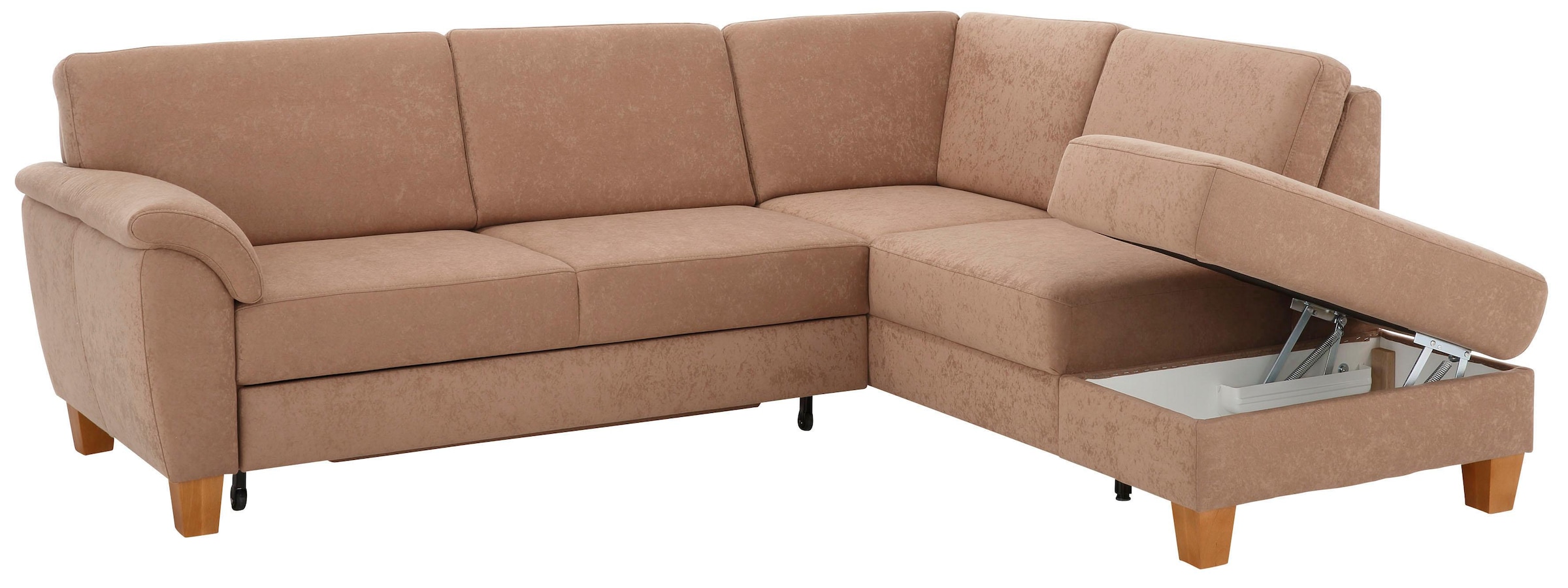 Home affaire Ecksofa »Alta L-Form«, mit Federkern und Kontrastnaht, Füße Buche eichefarben
