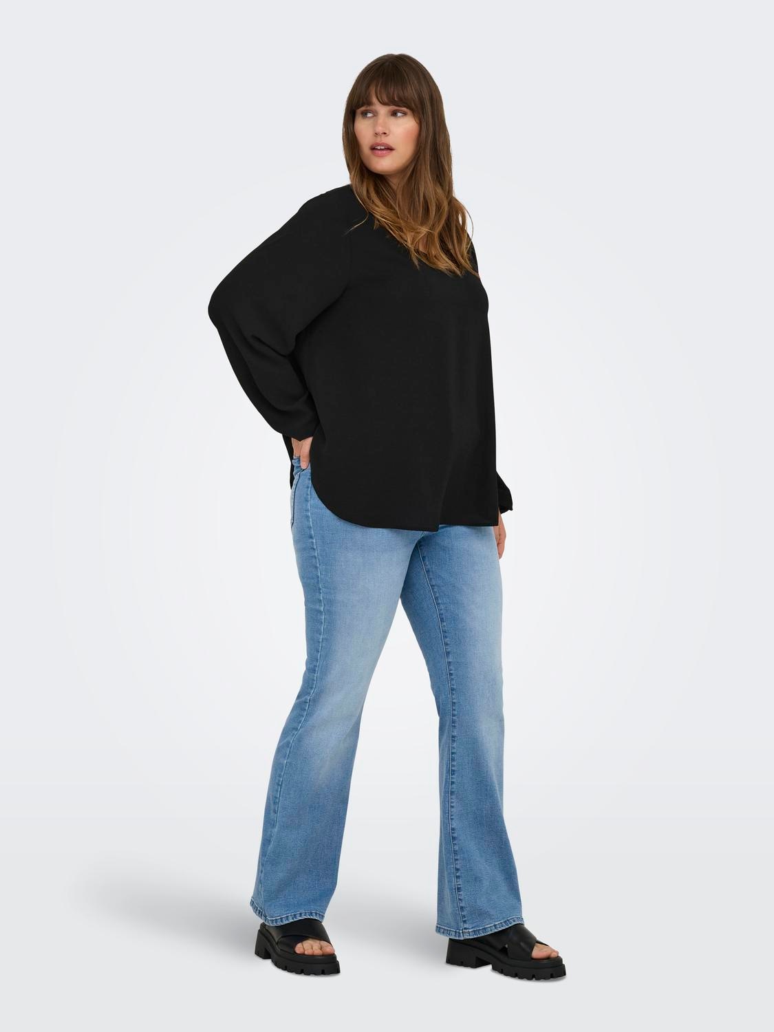 ONLY CARMAKOMA Blusenshirt »CARVICA LIFE L/S V-NECK TOP WVN NOOS«