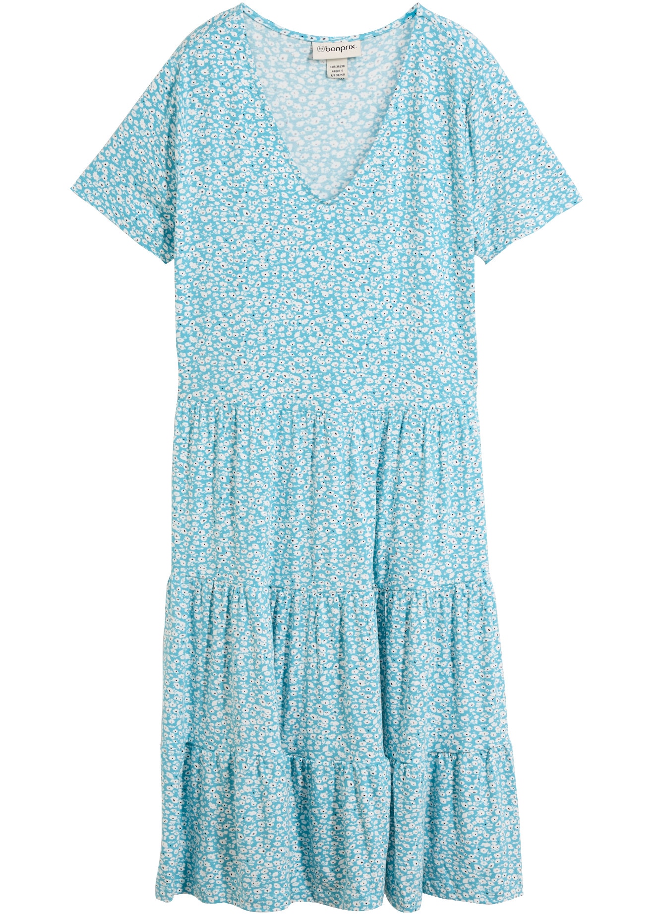 bonprix Jerseykleid für femininen Look, aus Viskose und Elasthan, A-Linie, Kurzarm