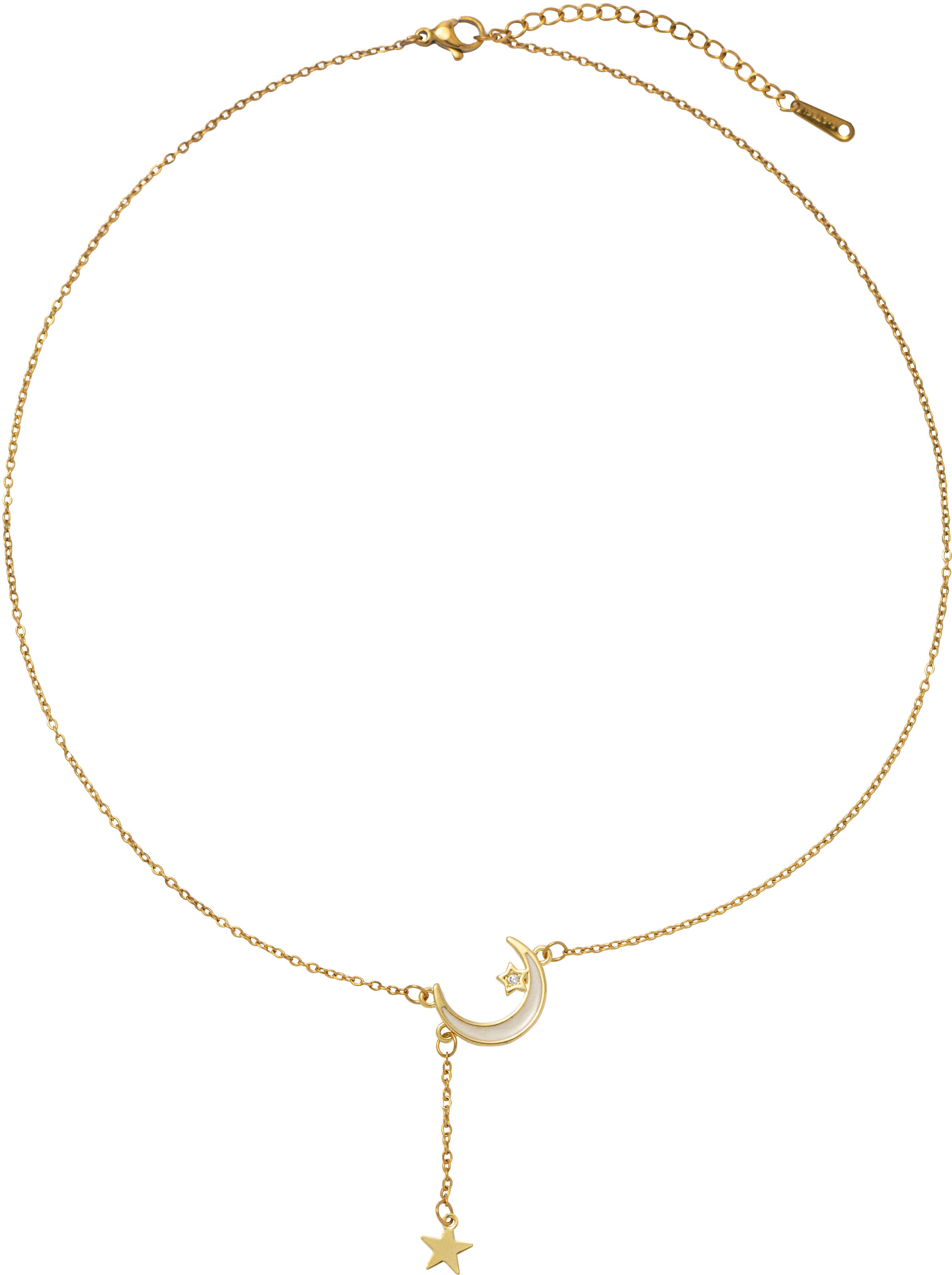 Firetti Y-Kette »Schmuck Geschenk Edelstahl Halskette Ankerkette Mond Sterne«, Made in Germany