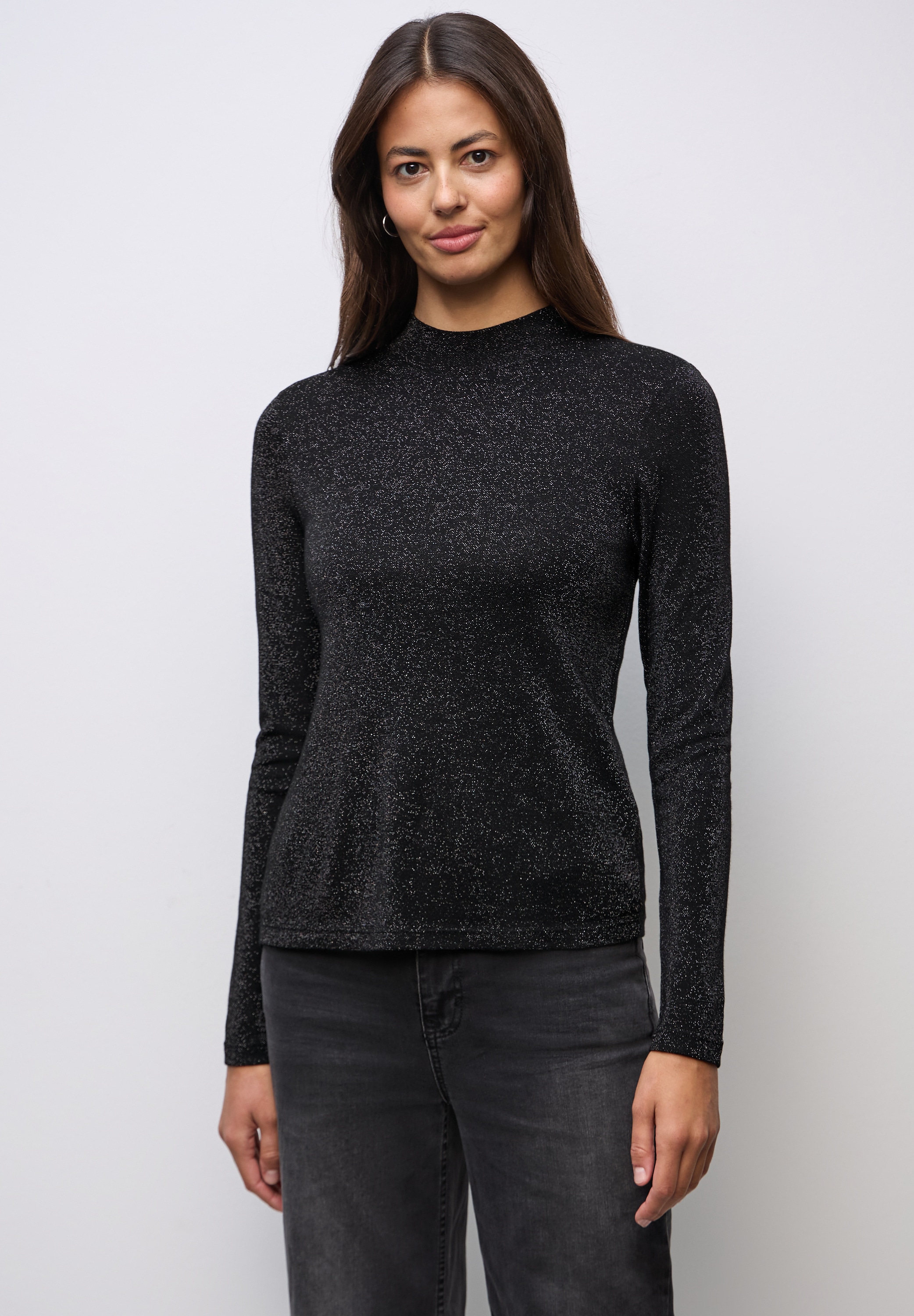 STREET ONE Langarmshirt im Glitzer-Look günstig online kaufen