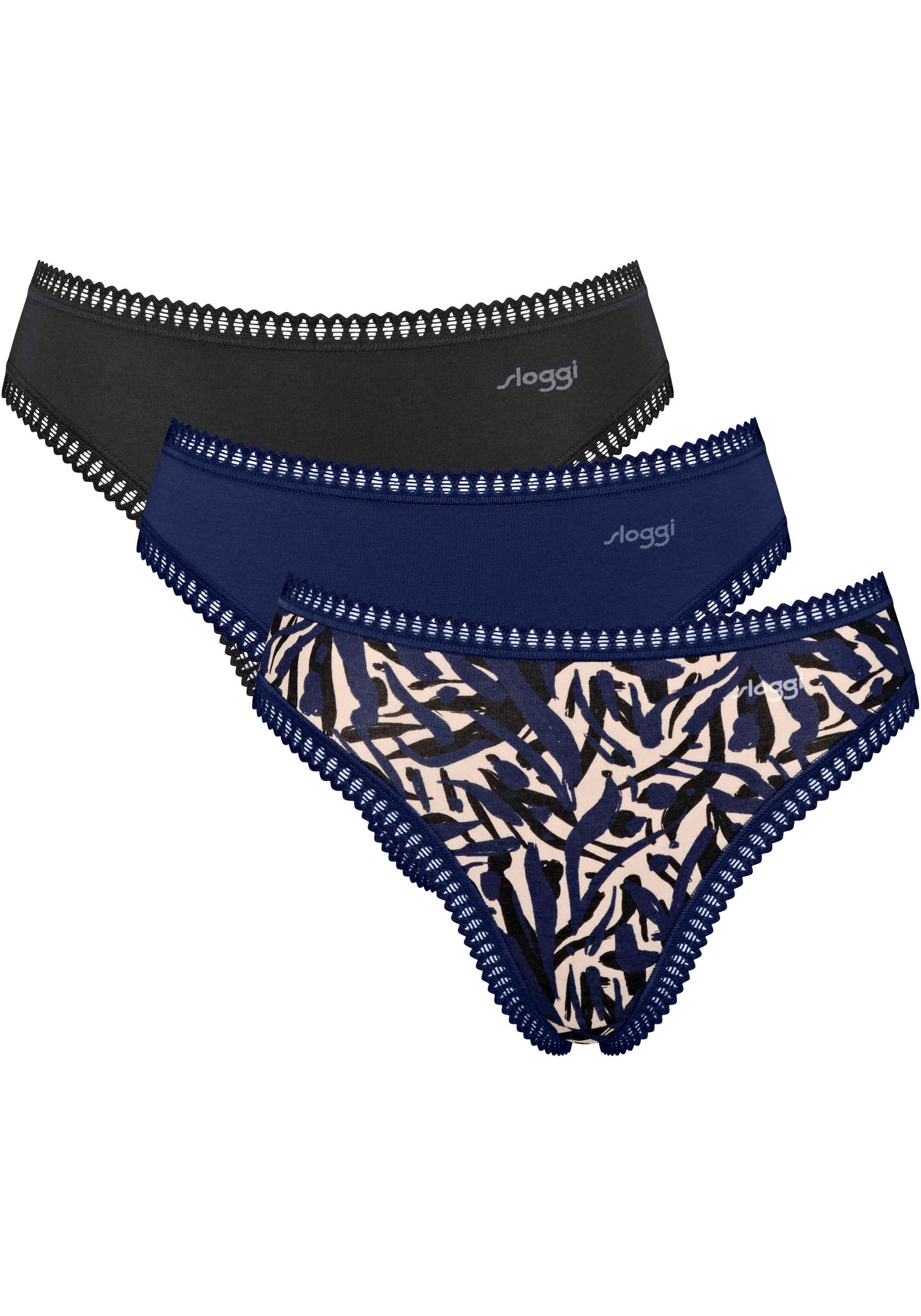 sloggi Slip "GO Crush High leg C3P", (3er Pack), mit Spitzendetails günstig online kaufen