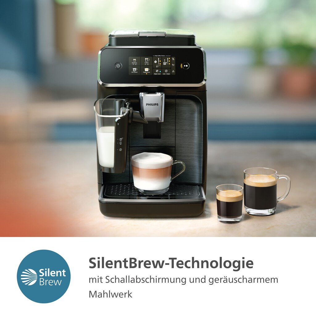 Philips Kaffeevollautomat »EP2331/10 2300 Series«, 4 Kaffeespezialitäten, mit LatteGo-Milchsystem, Klavierlack-Schwarz