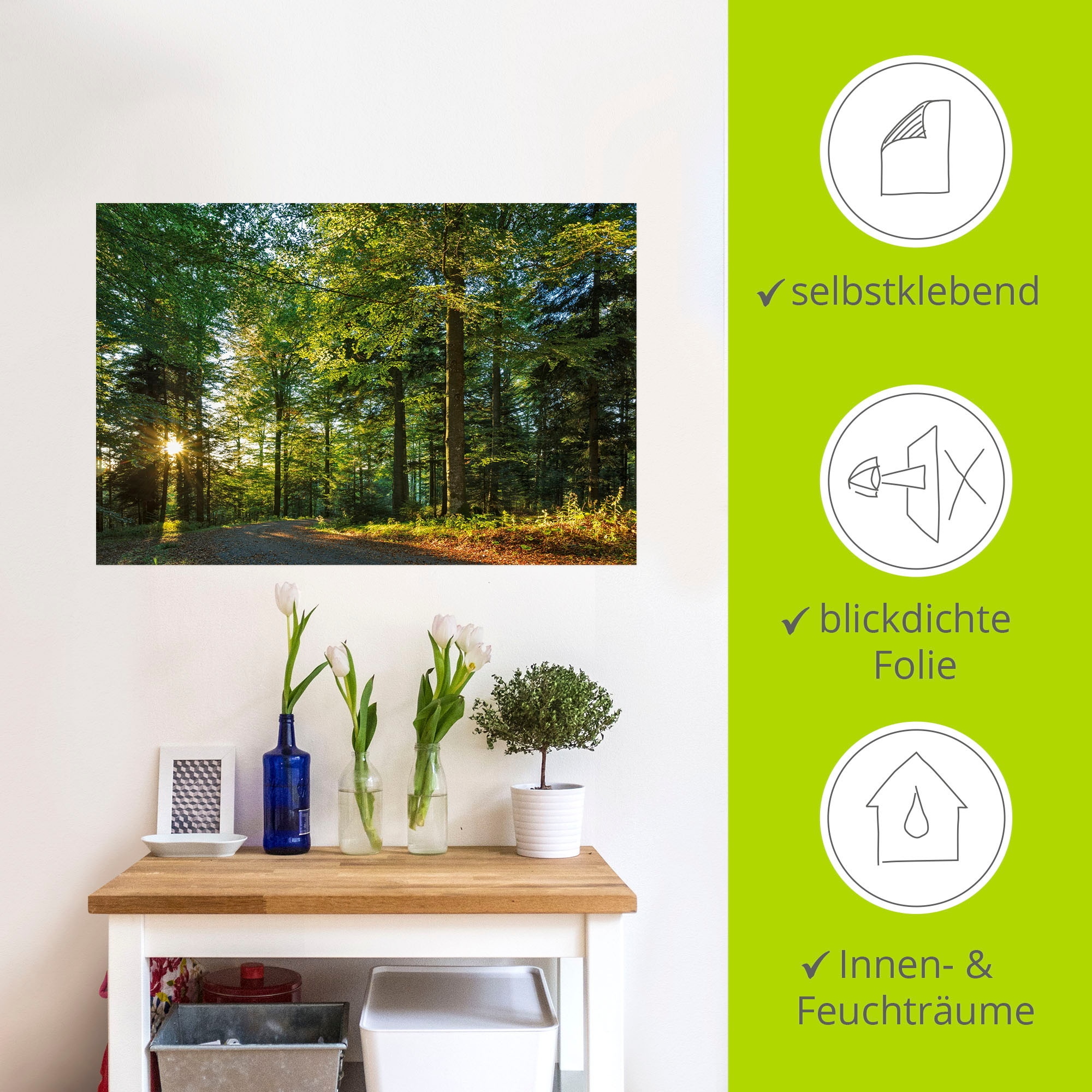 Artland Wandbild »Waldweg im Romantischen Schwarzwald«, Waldbilder, (1 St.), als Alubild, Outdoorbild, Leinwandbild, Wandaufkleber, versch. Größen
