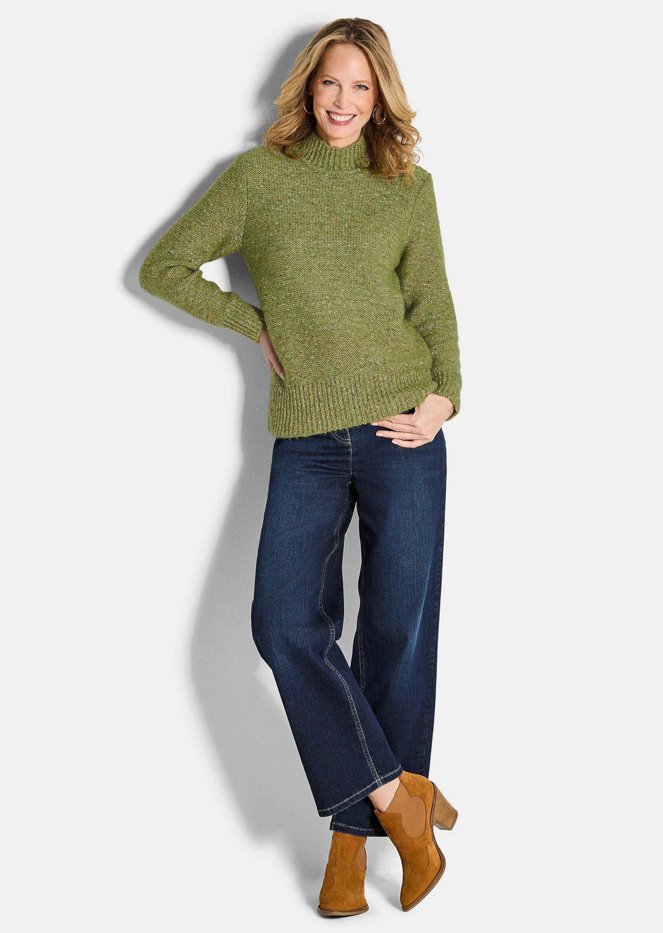 GOLDNER Rundhalspullover "Kurzgröße Weicher Bouclé-Pullover, Stehkragen" ke günstig online kaufen