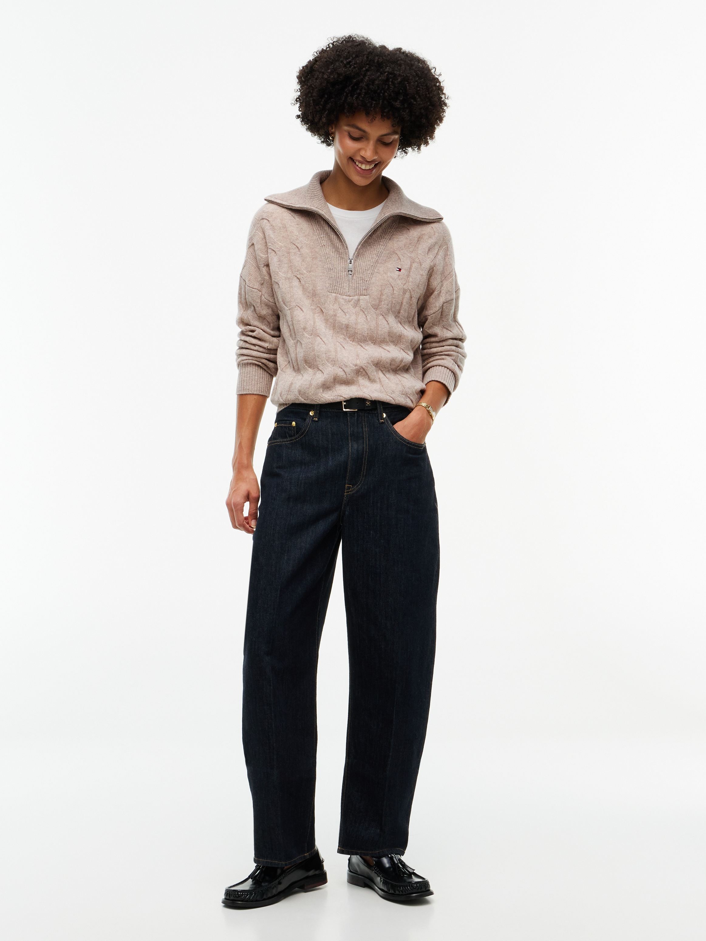 Tommy Hilfiger Troyer »SOFT WOOL CABLE 1/2 ZIP LS SWT« aus reiner Wolle, mit Zopfmuster