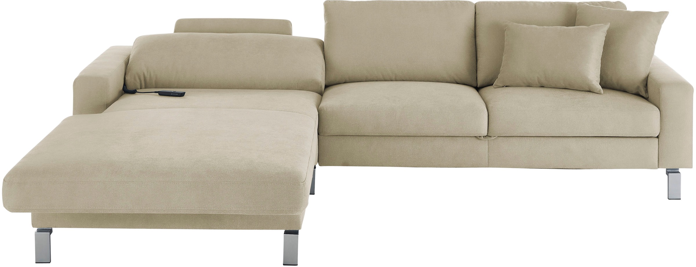 3C Candy Ecksofa »Lecce, wahlweise PUR-Schaumstoff oder Tonnentaschenfederkern«, Bett im 2,5-Sitzer, teilmotorische Schlaffunktion im Longchair, L-Form