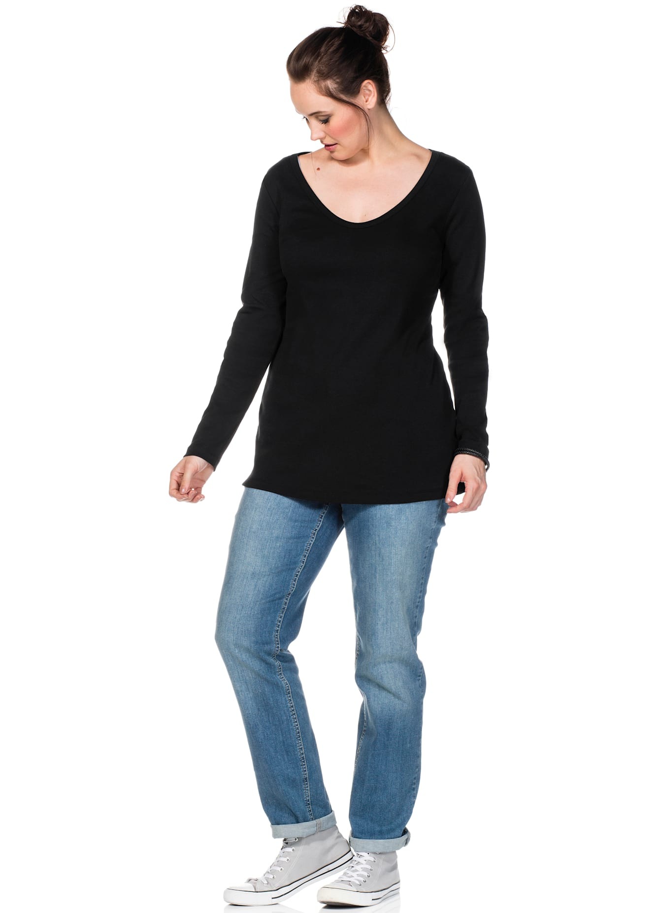 Sheego Long Sleeve Shirt Women's Black Size 48/50 3