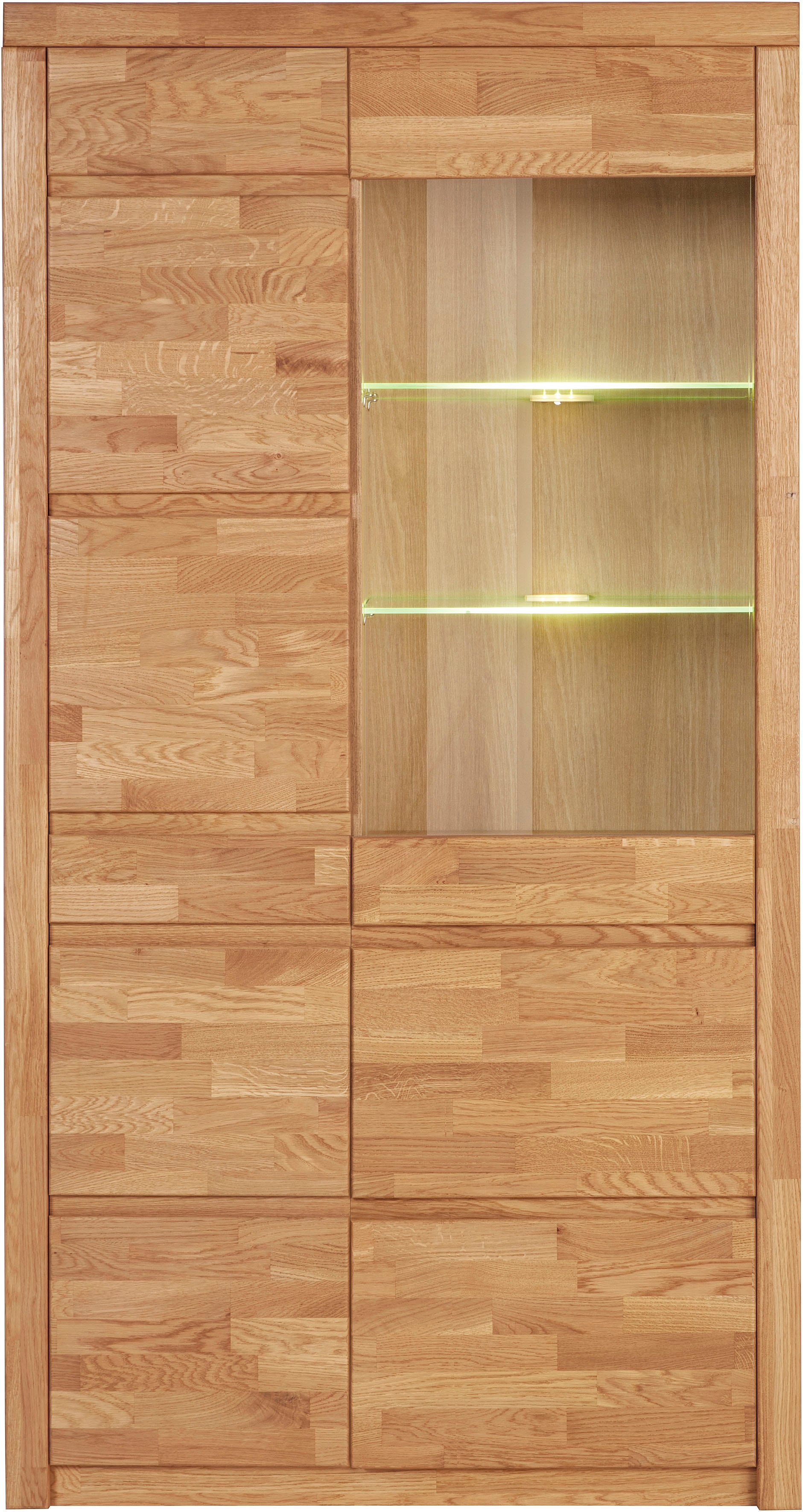 OTTO home Vitrine "Silkeborg" teilmassiv, schöne grifflose Optik